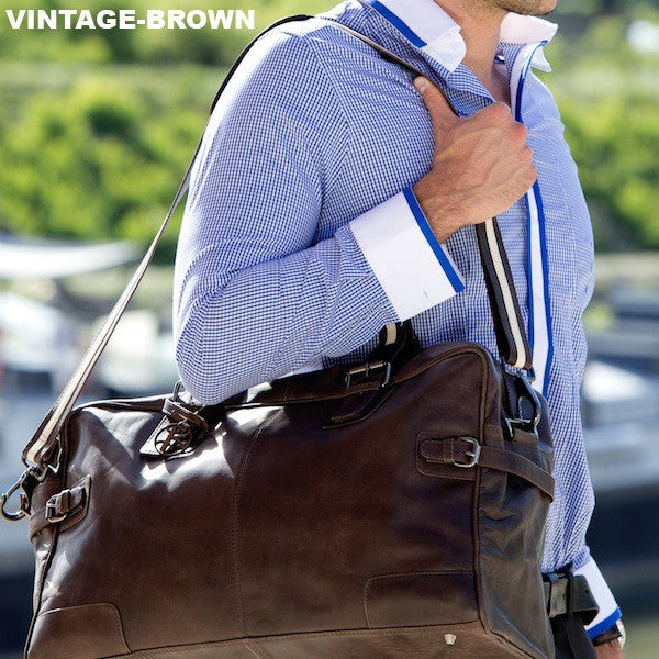 BACCINI Reisetasche Weekender Leder ROBERTO schwarz 7490