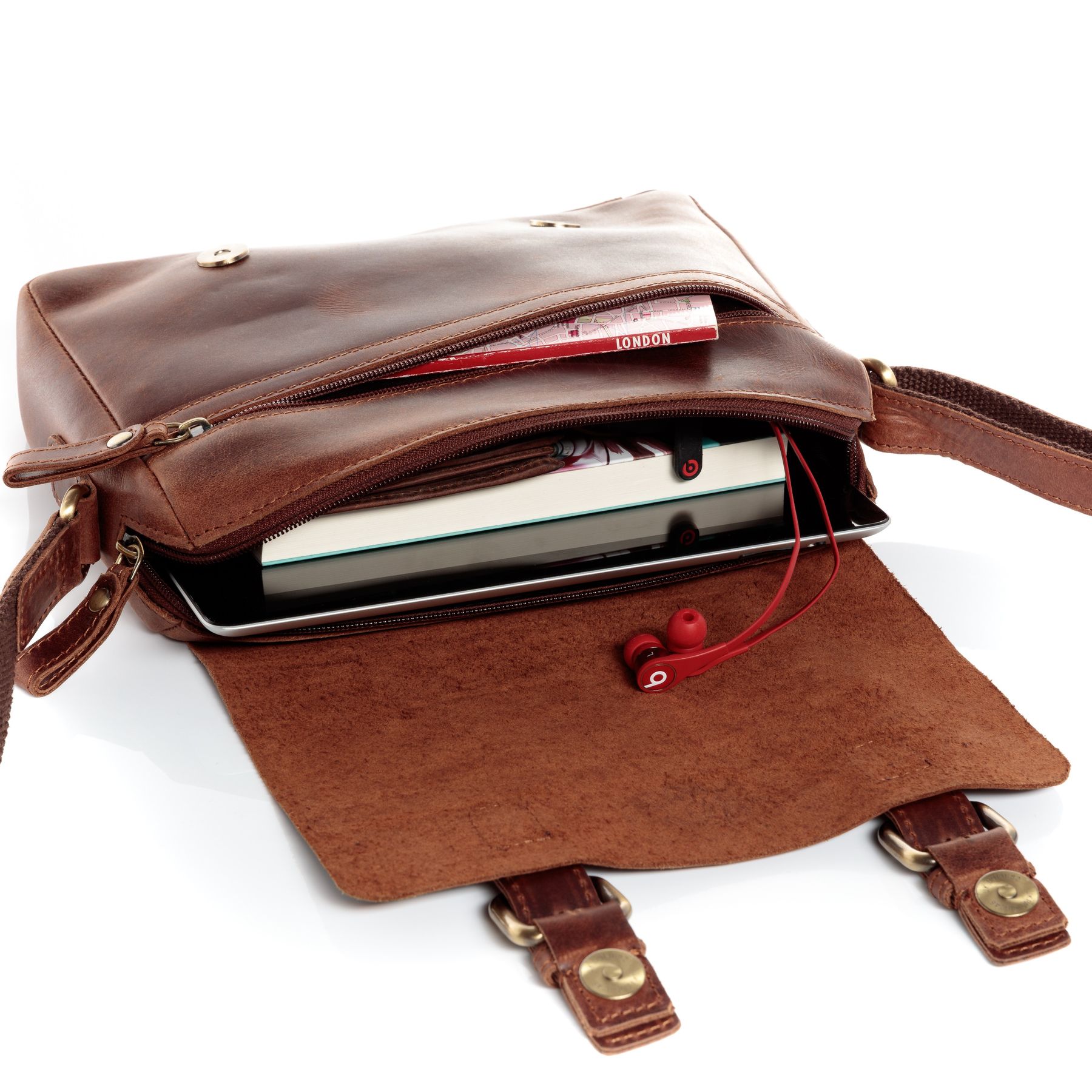 SID & VAIN Messenger Bag Leder YALE braun-cognac 10668