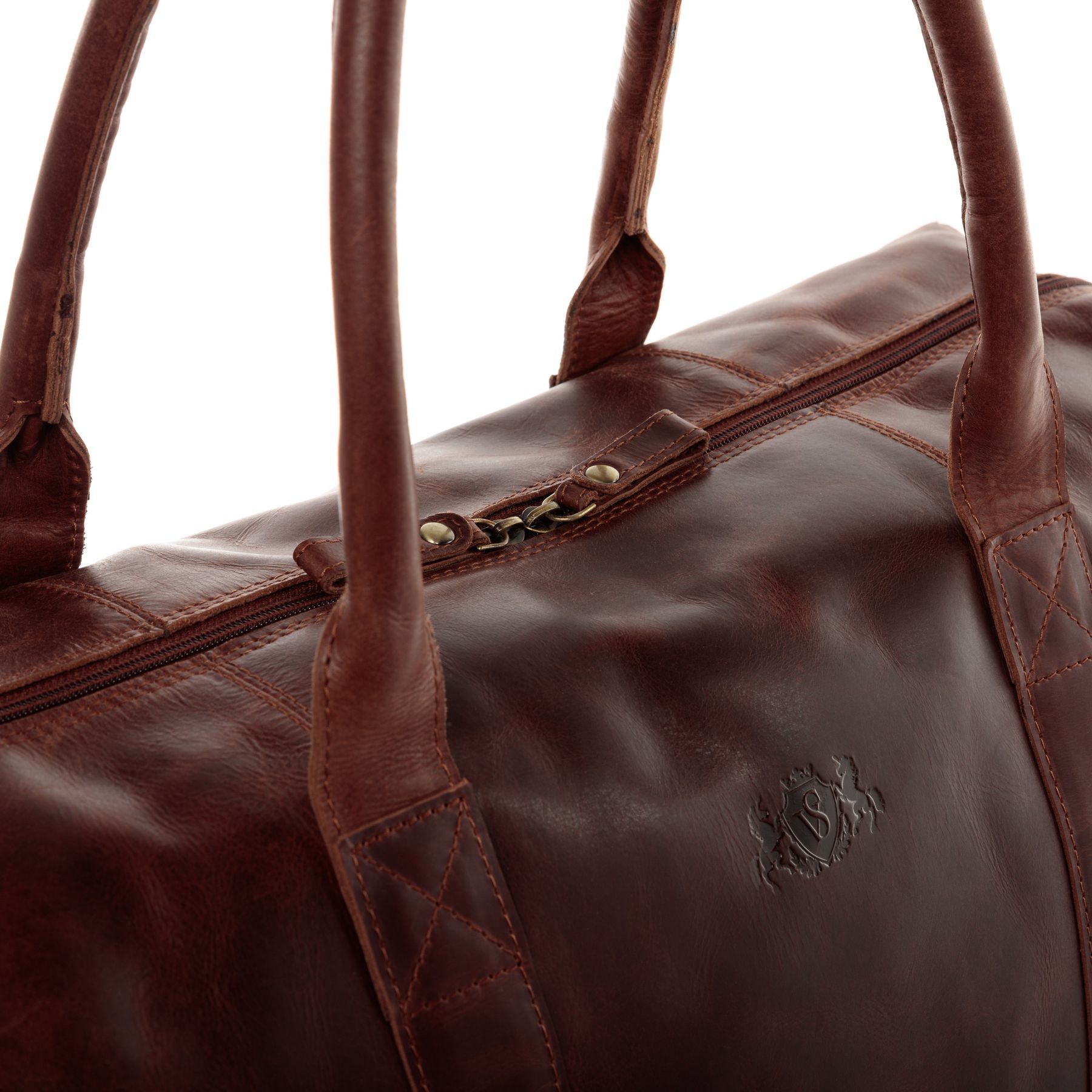 SID & VAIN Reisetasche Leder YALE ZIP braun-cognac 10686