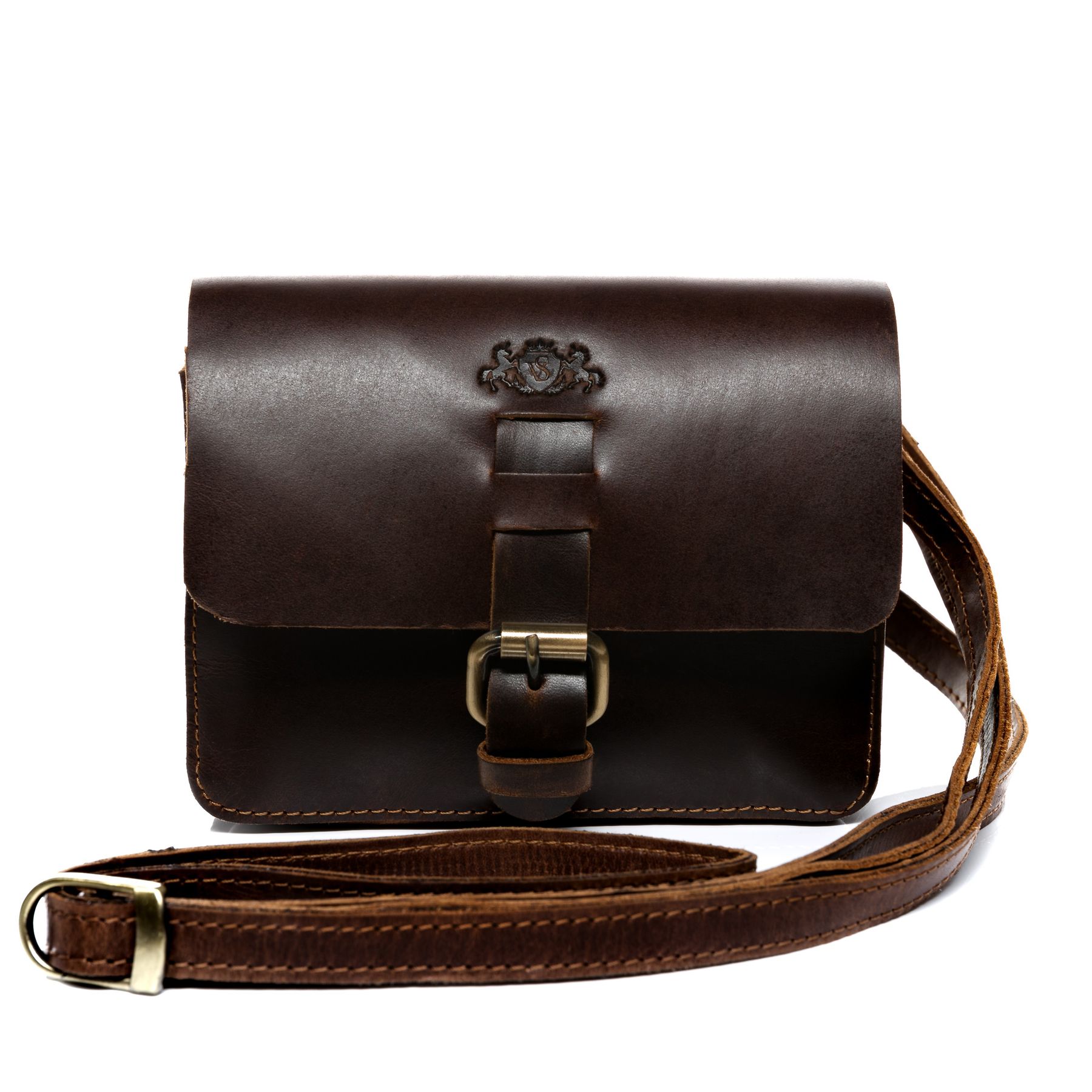 SID & VAIN Hüfttasche & Umhängetasche Leder klein HEATHROW braun-cognac 11108