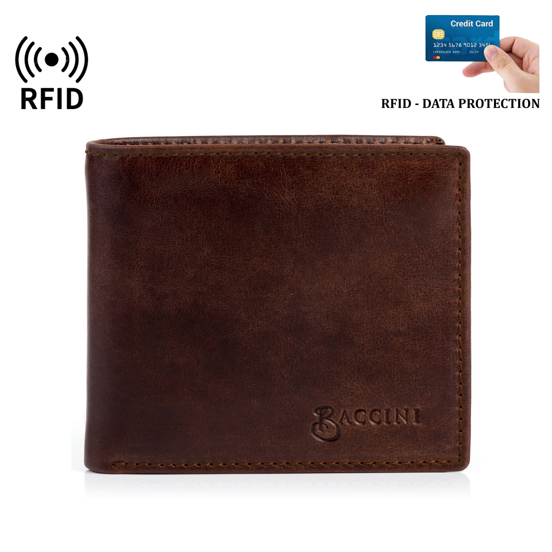 BACCINI Geldbeutel Leder EastWest - LEANDRO brown-vintage-match 36761