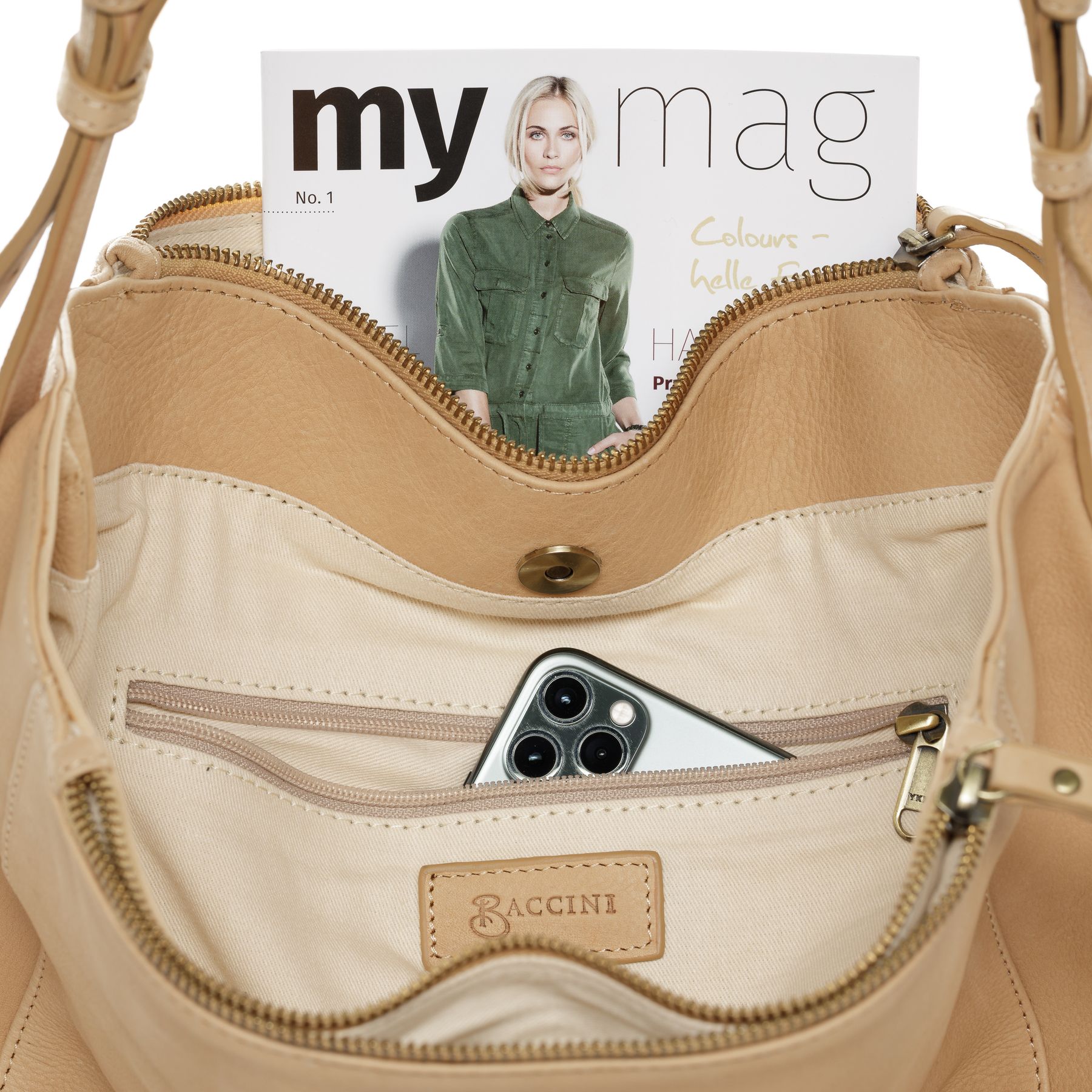 BACCINI Hobo Bag Leder DAISY honey-beige 32184