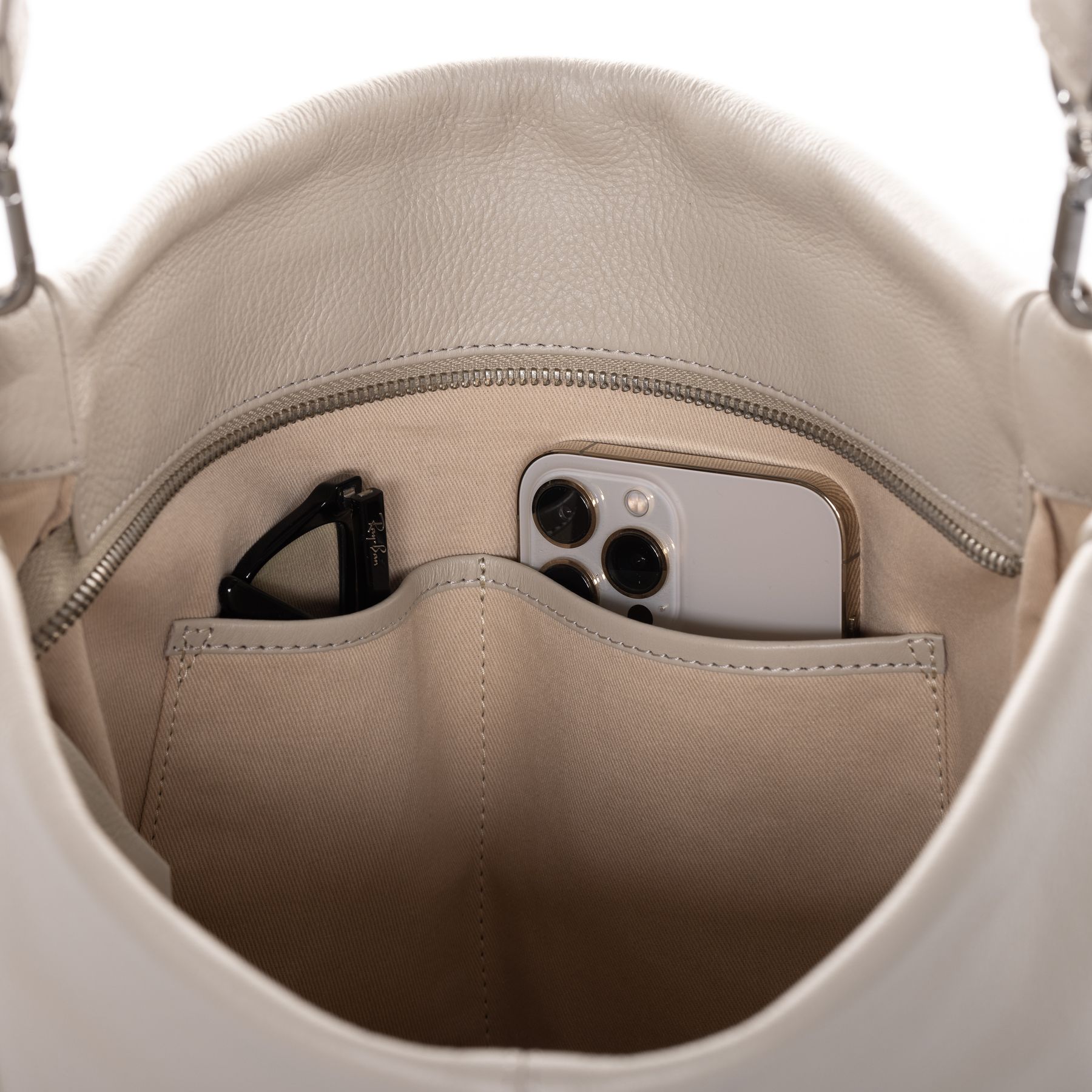 BACCINI Hobo Bag Leder REMI in beige, taupe oder schwarz Handtasche 12