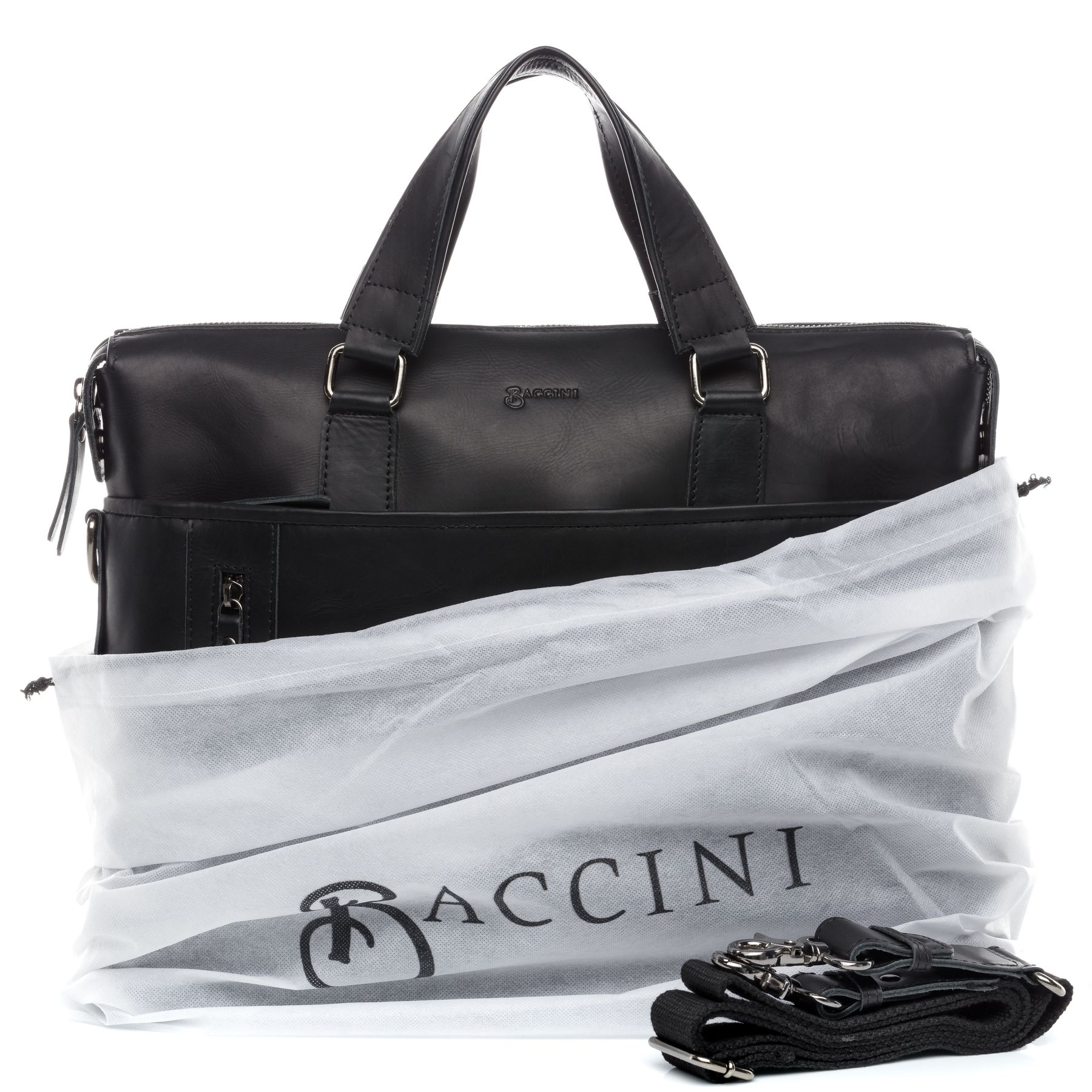 BACCINI Laptoptasche Leder LEANDRO schwarz 21113