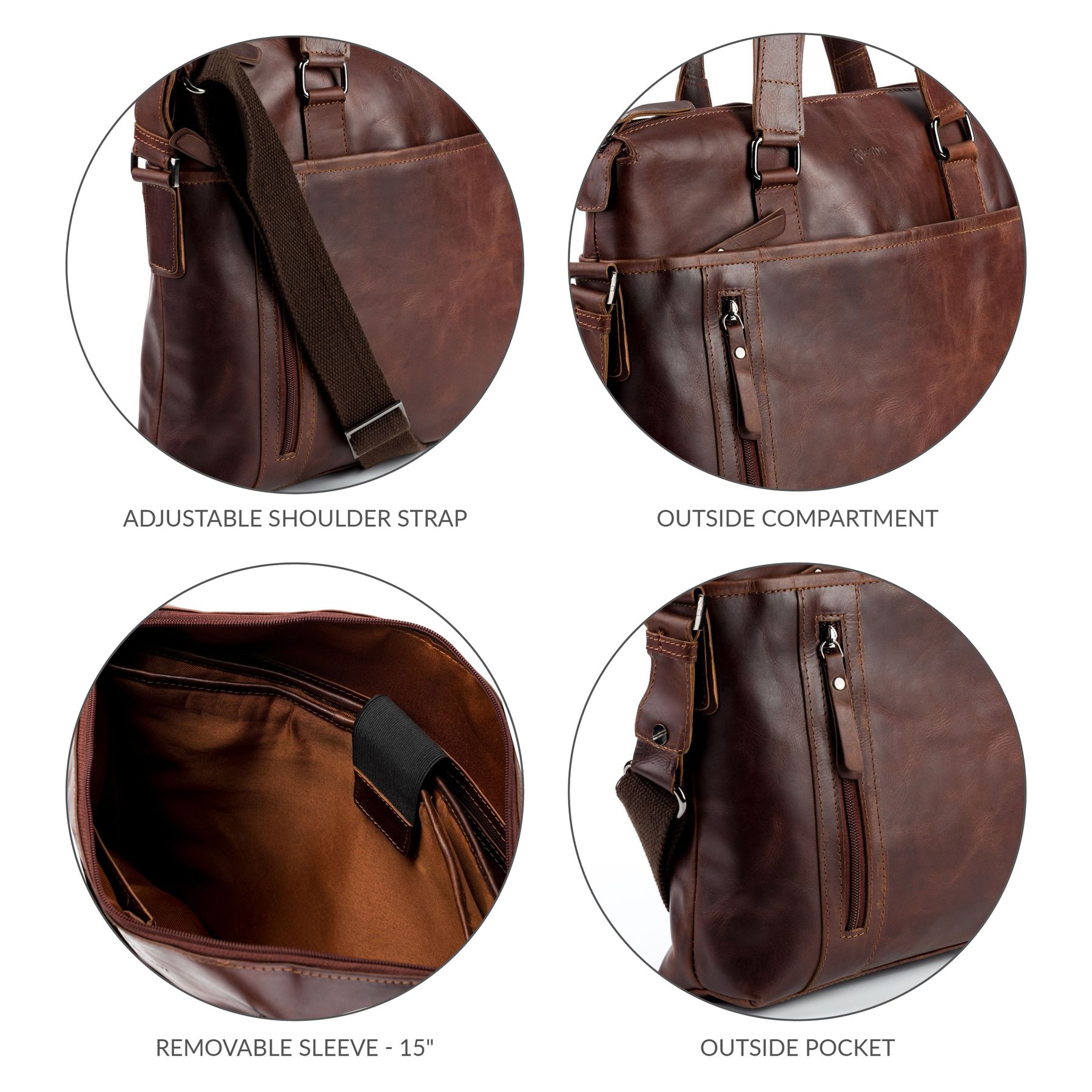 BACCINI Laptoptasche Leder LEANDRO brown-RS 21718