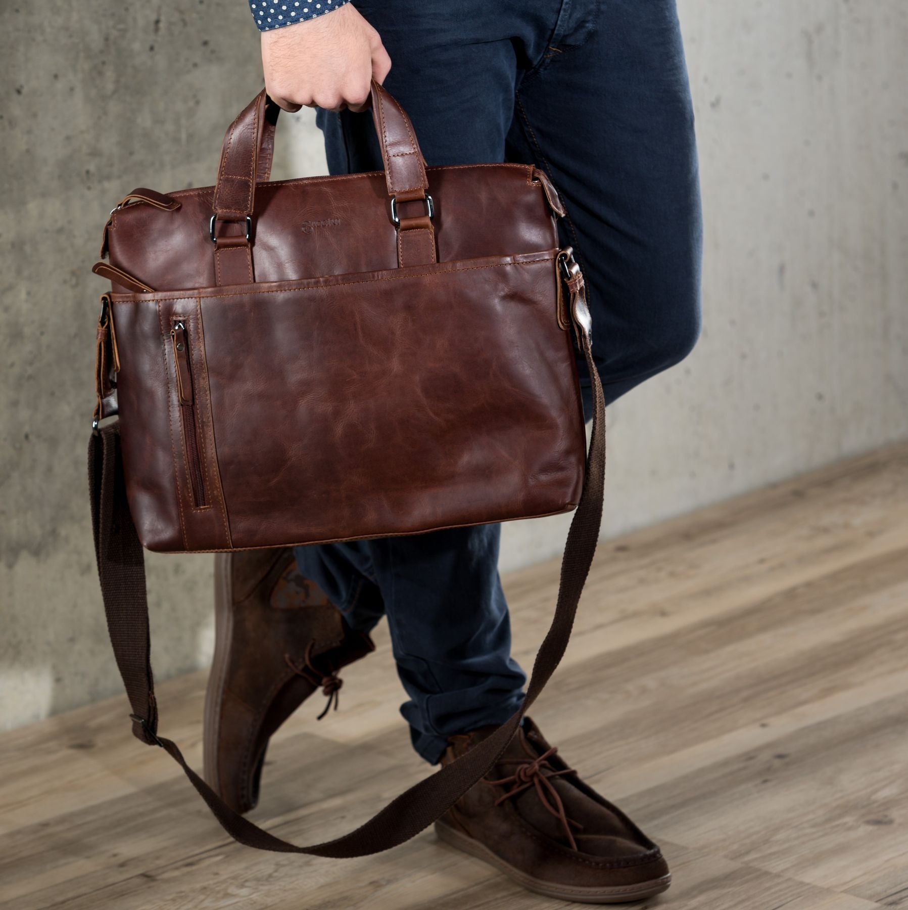 BACCINI Laptoptasche Leder LEANDRO braun-cognac 22563