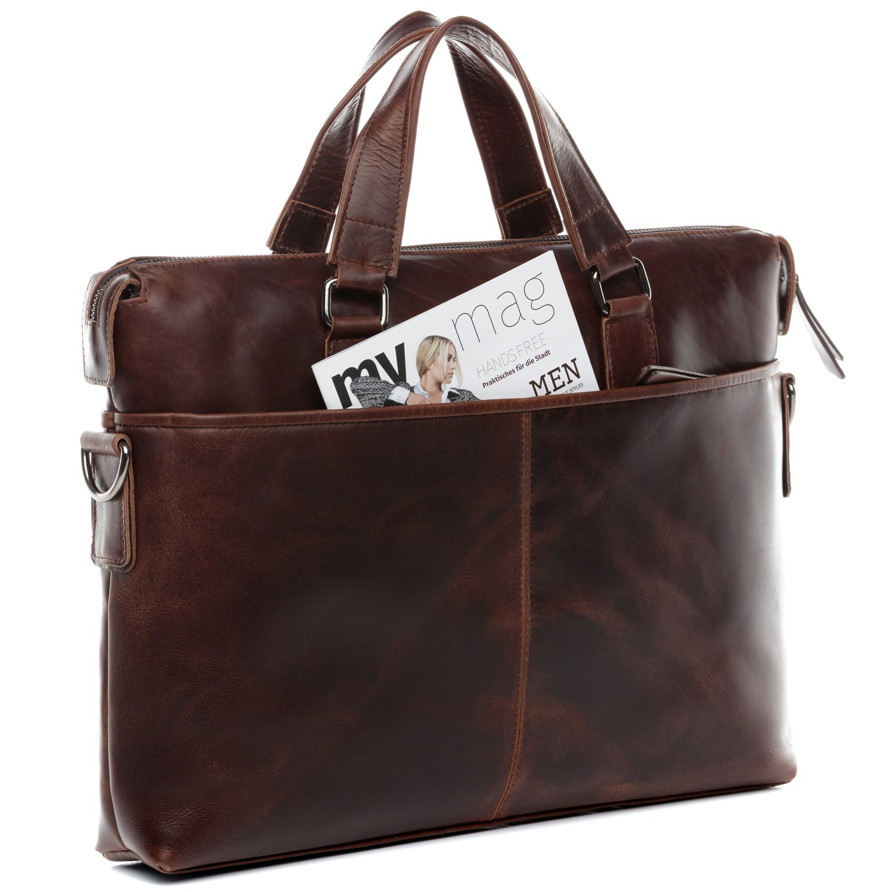 BACCINI Laptoptasche Leder LEANDRO braun-cognac 21098