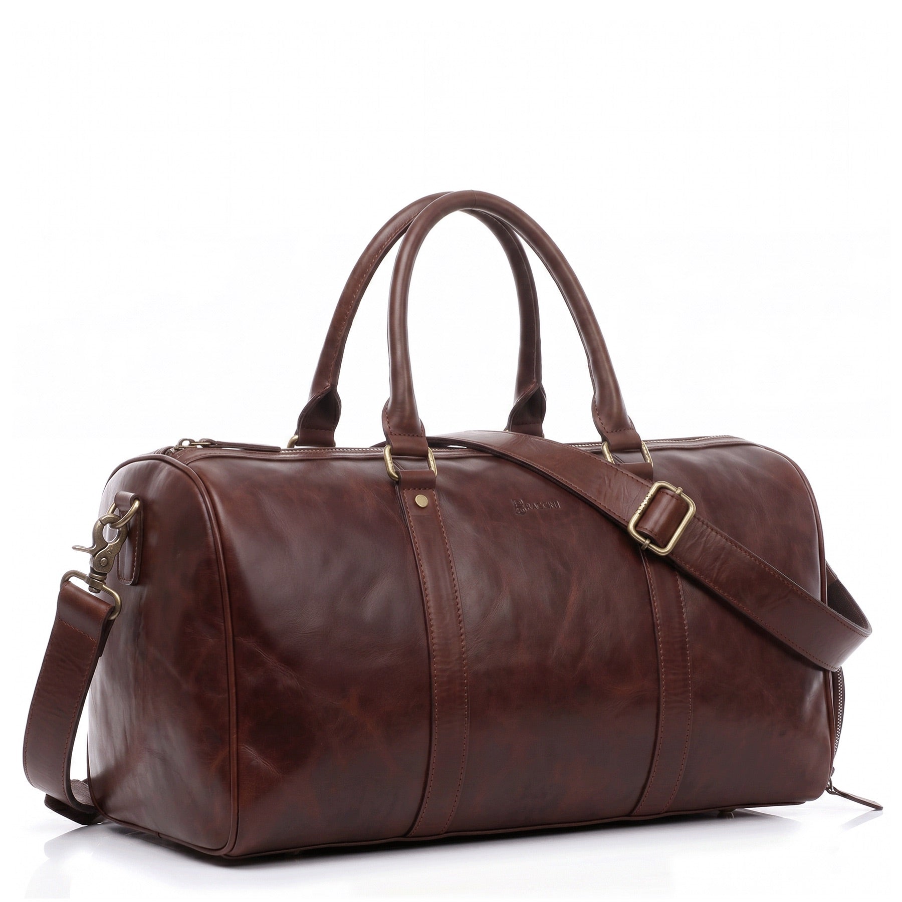 Reisetasche Leder braun seitlich