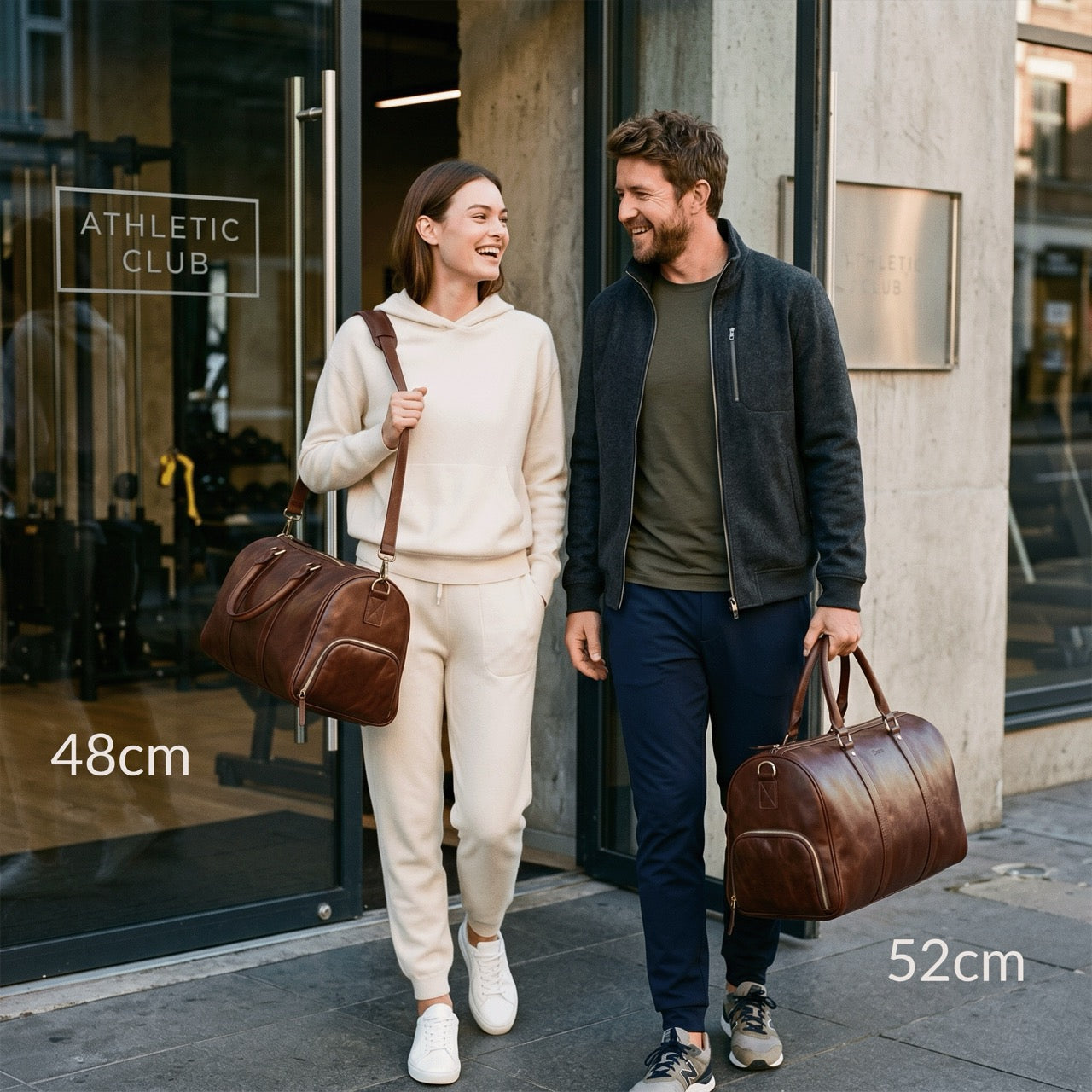Reisetasche Leder braun Groessenvergleich