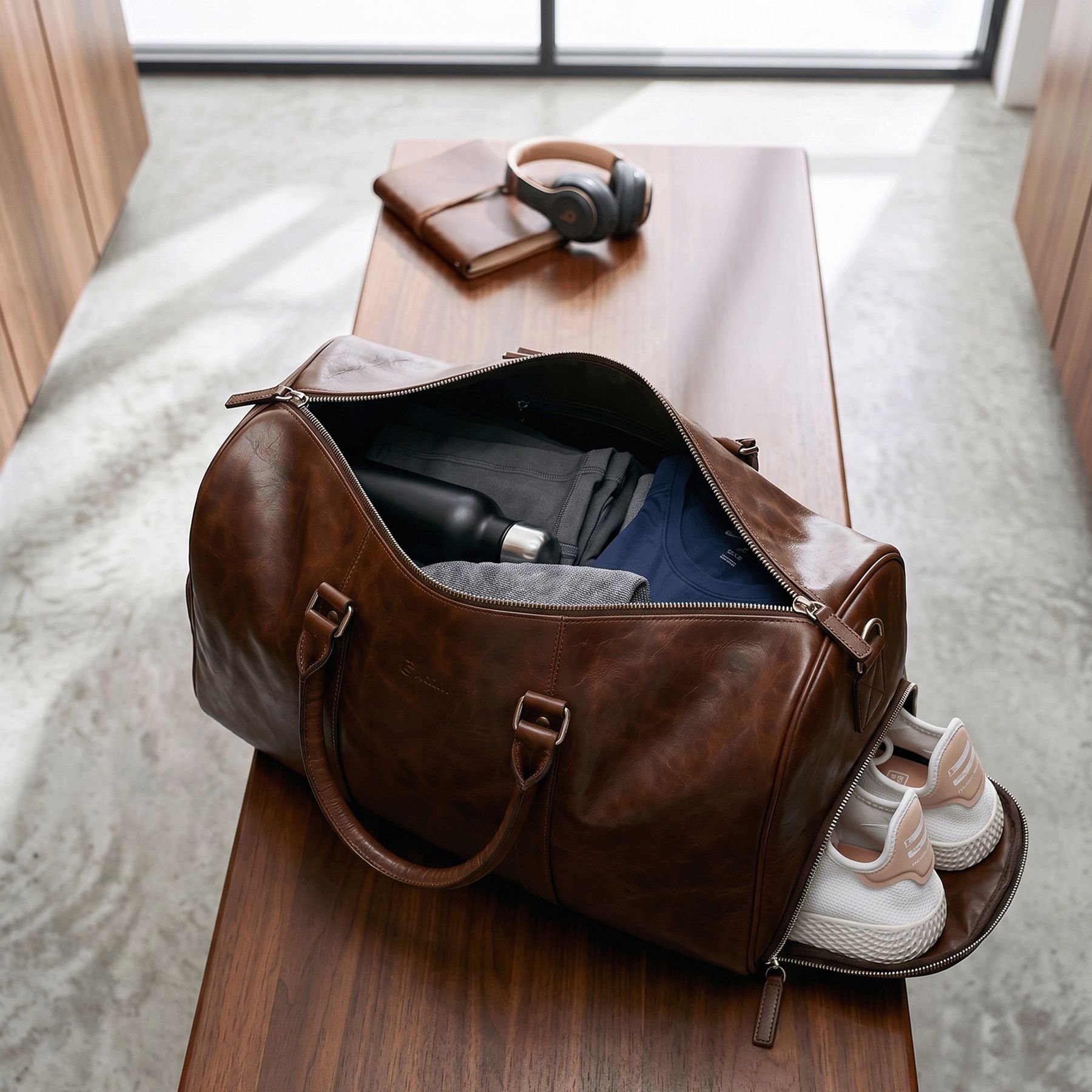Ledertasche Sporttasche braun Florian Gym