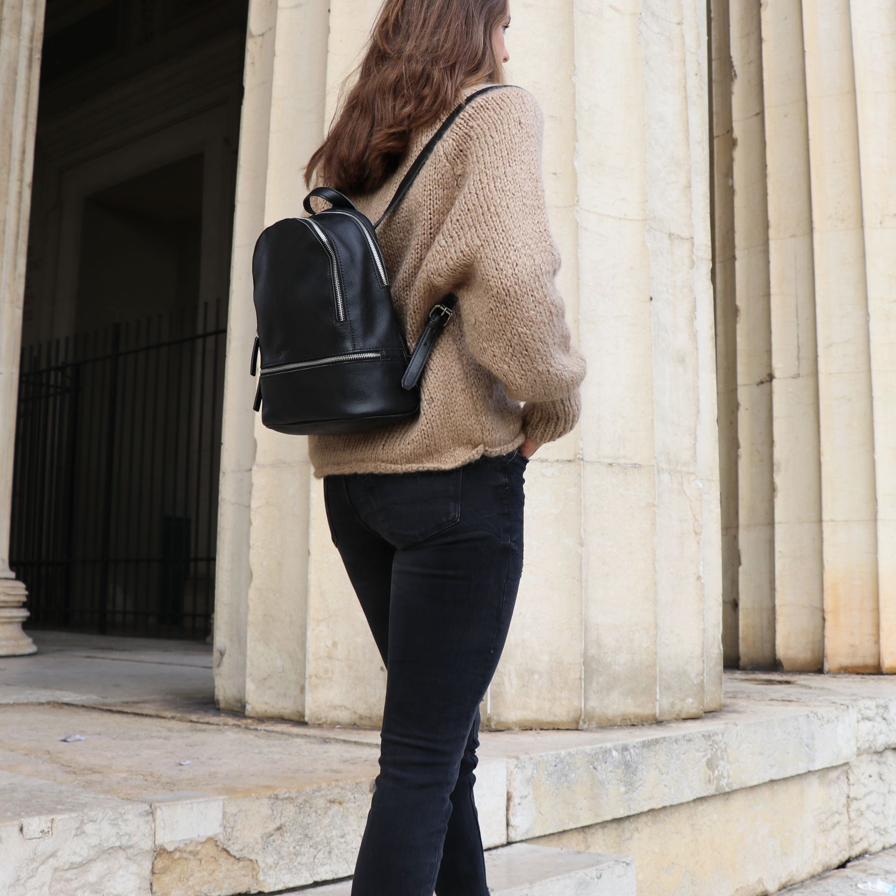 BACCINI Rucksack Leder DINA schwarz-schwarz 19778