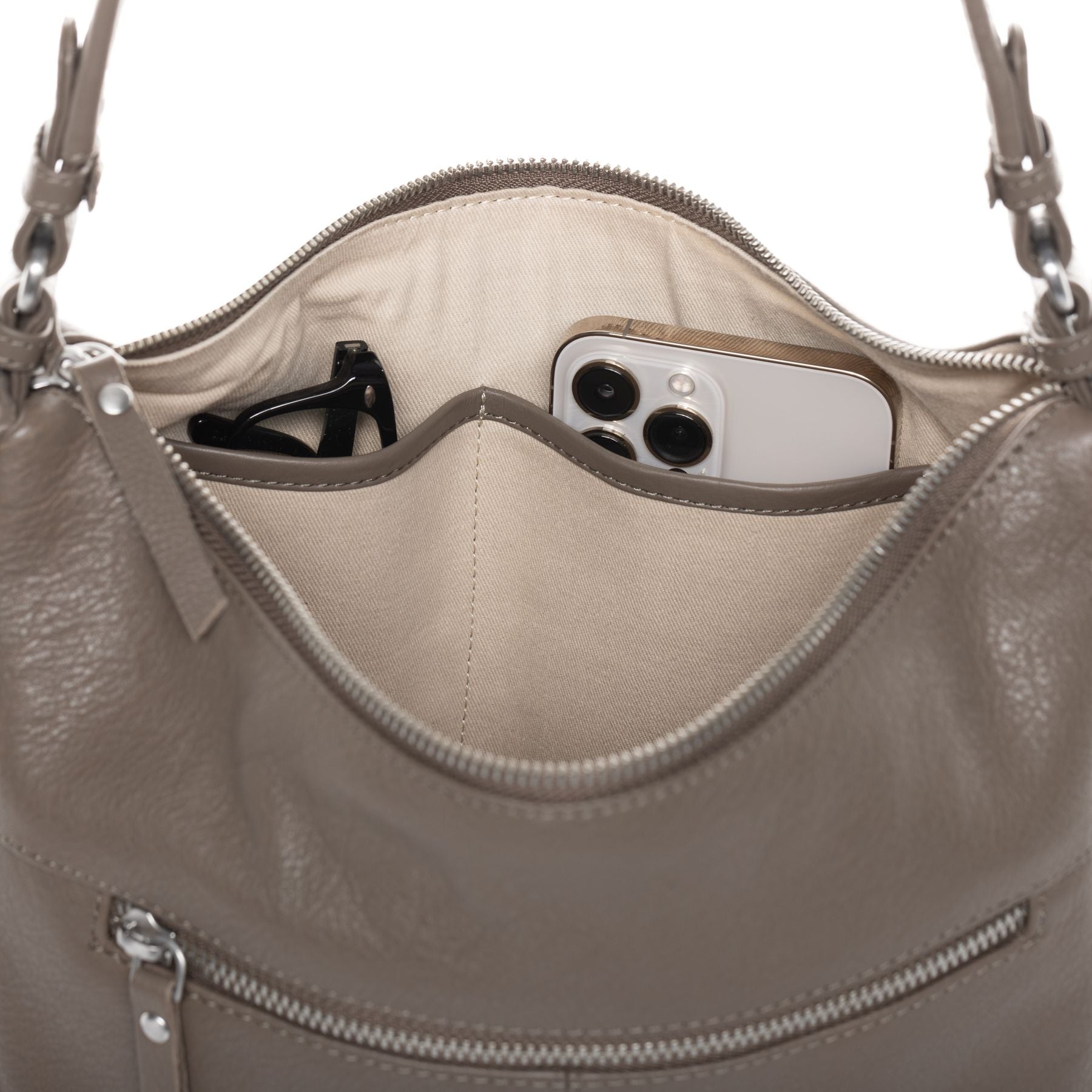 BACCINI Schultertasche Leder ROSA in beige taupe oder schwarz 36649