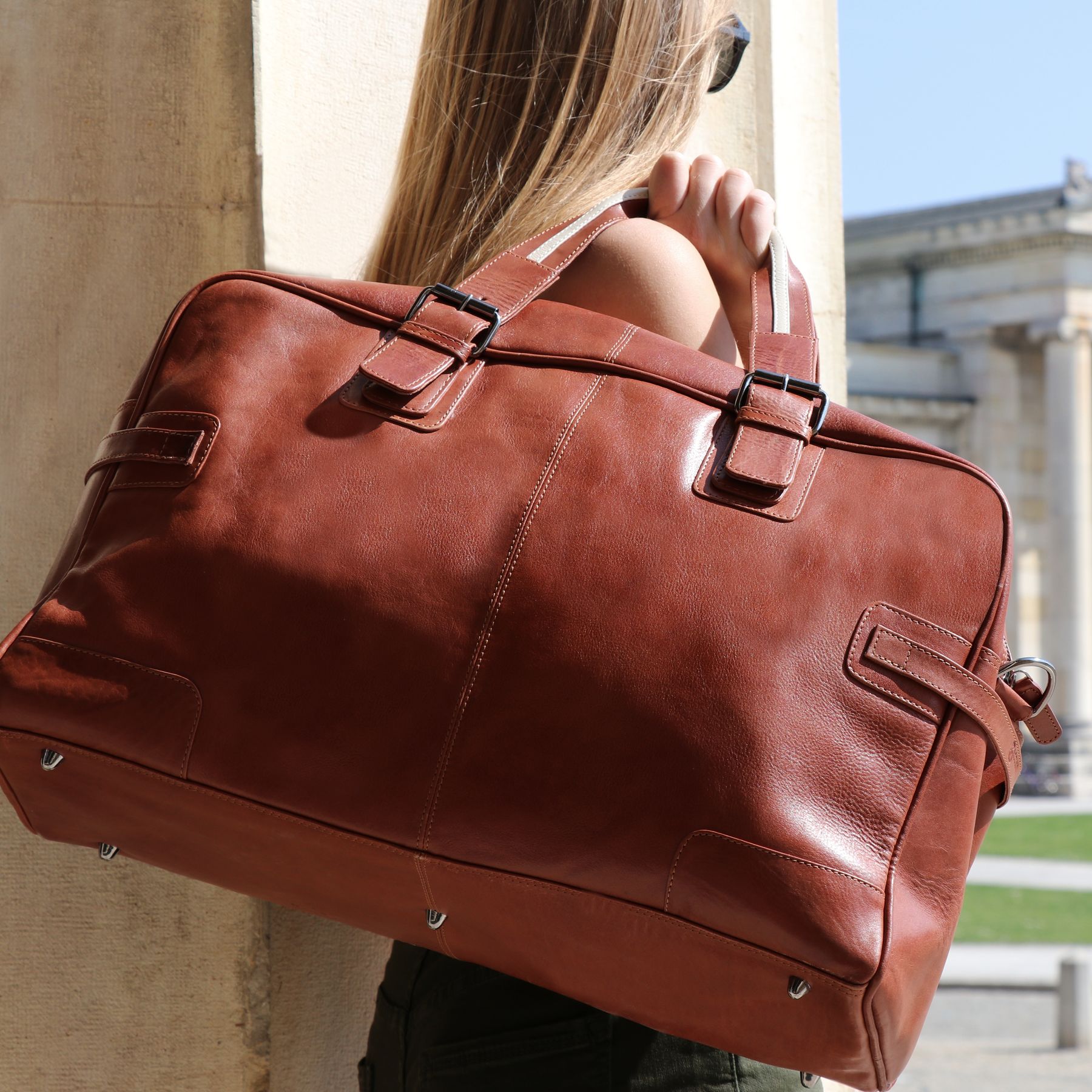 BACCINI Reisetasche Weekender Leder ROBERTO schwarz 14094