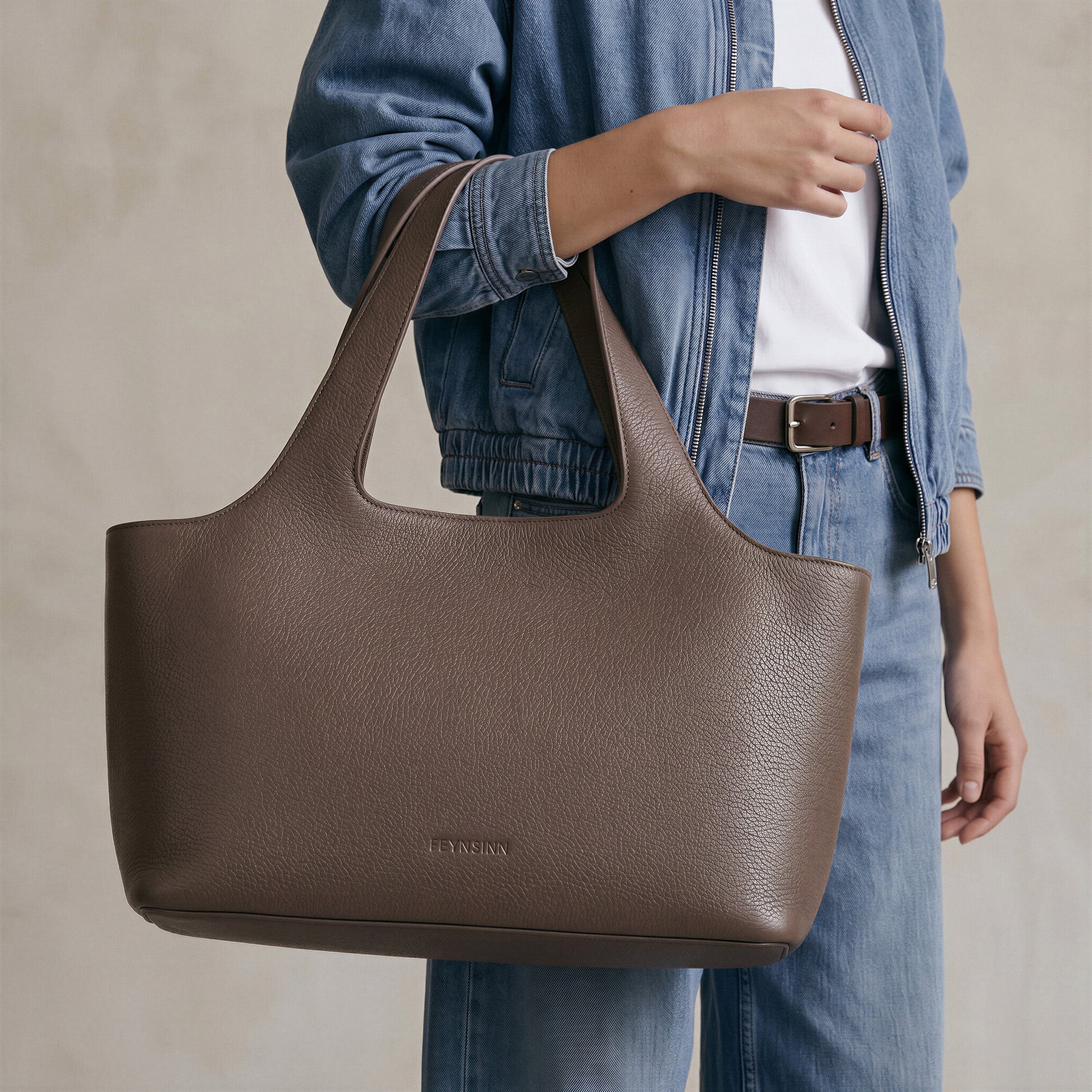 Shopper Leder taupe