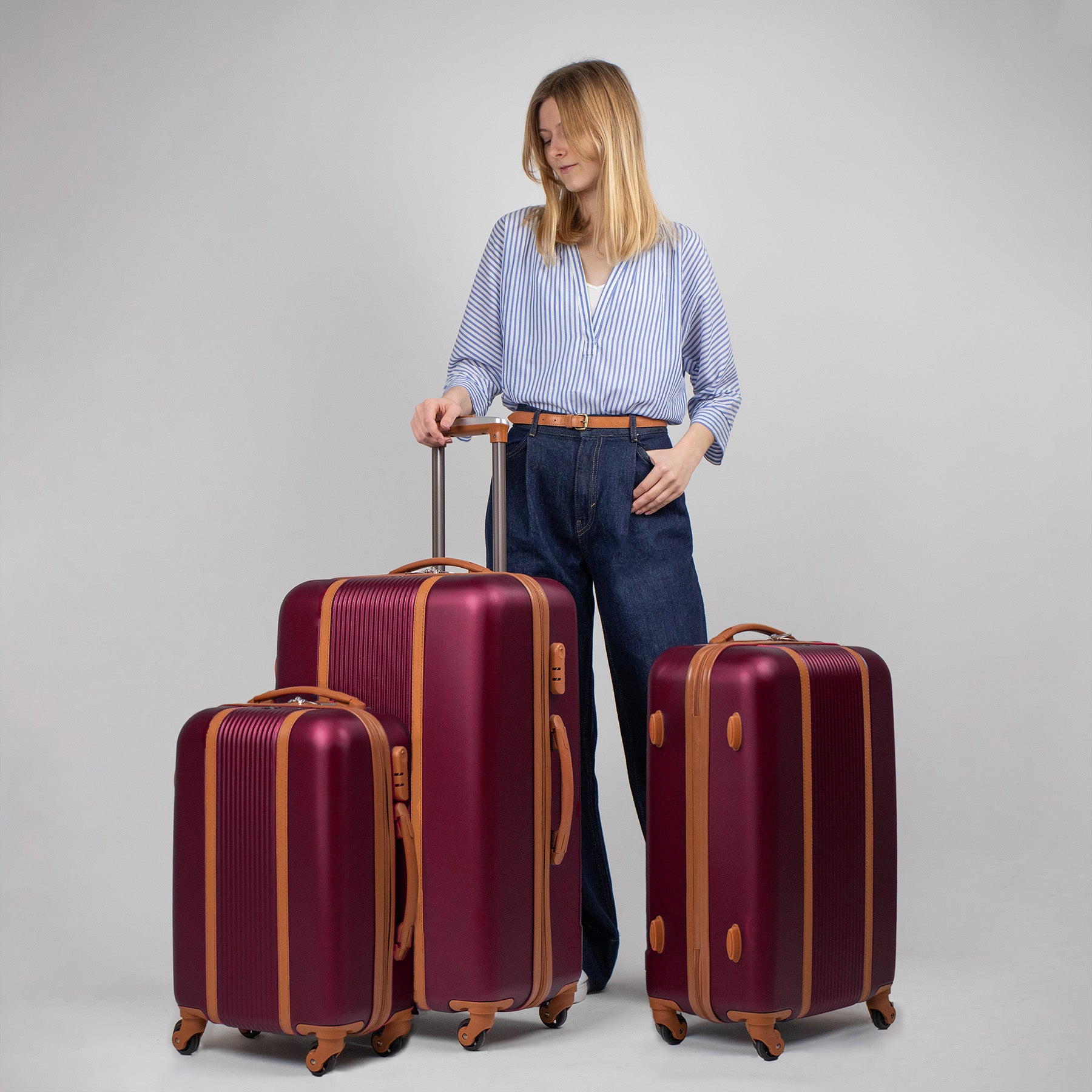 luggage set 3-kofferset-xb05 FERGÉ ABS-Leather MILANO parent 39337