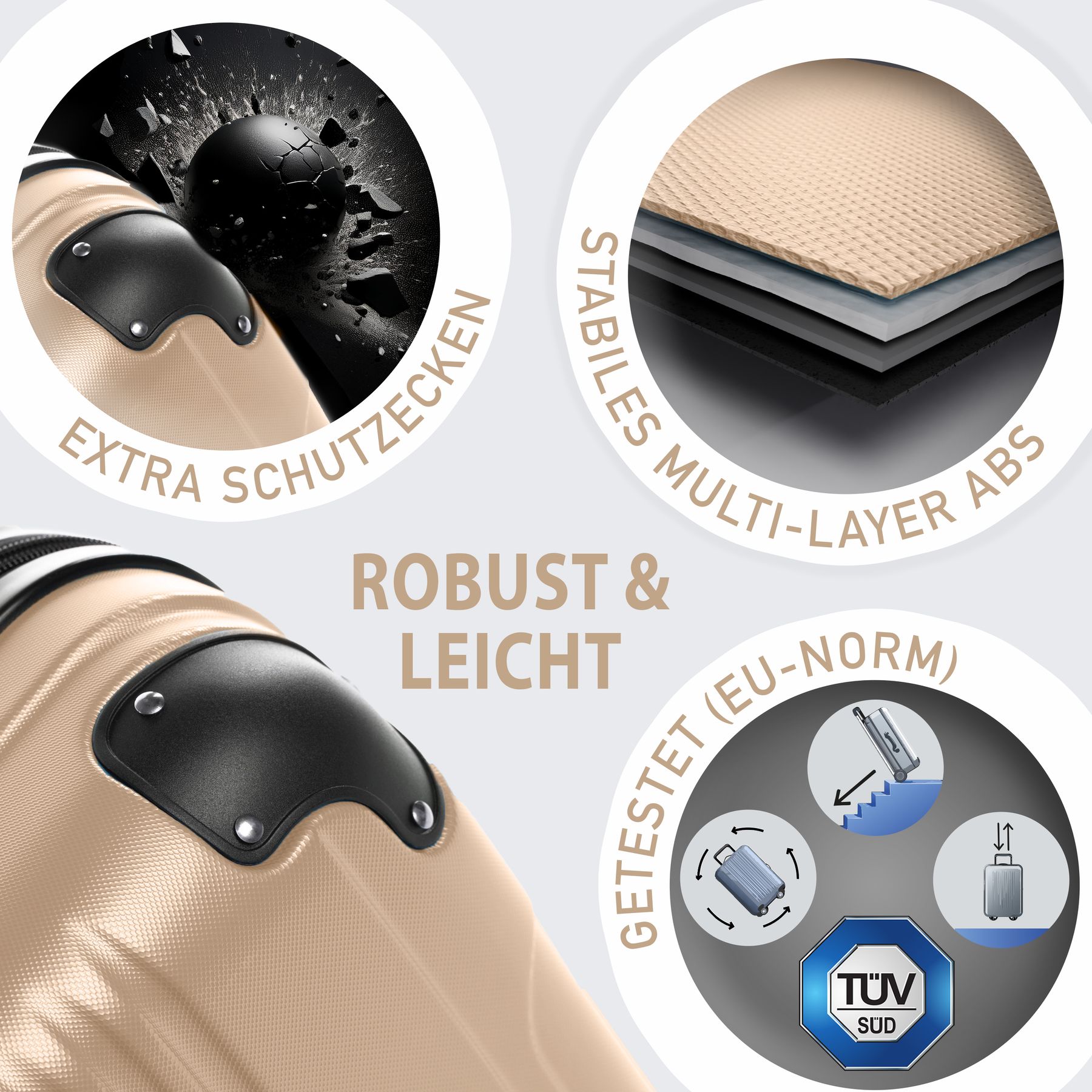 FERGÉ Kofferset 3-teilig QUÉBEC 3er Trolley Set 4 Rollen 47425