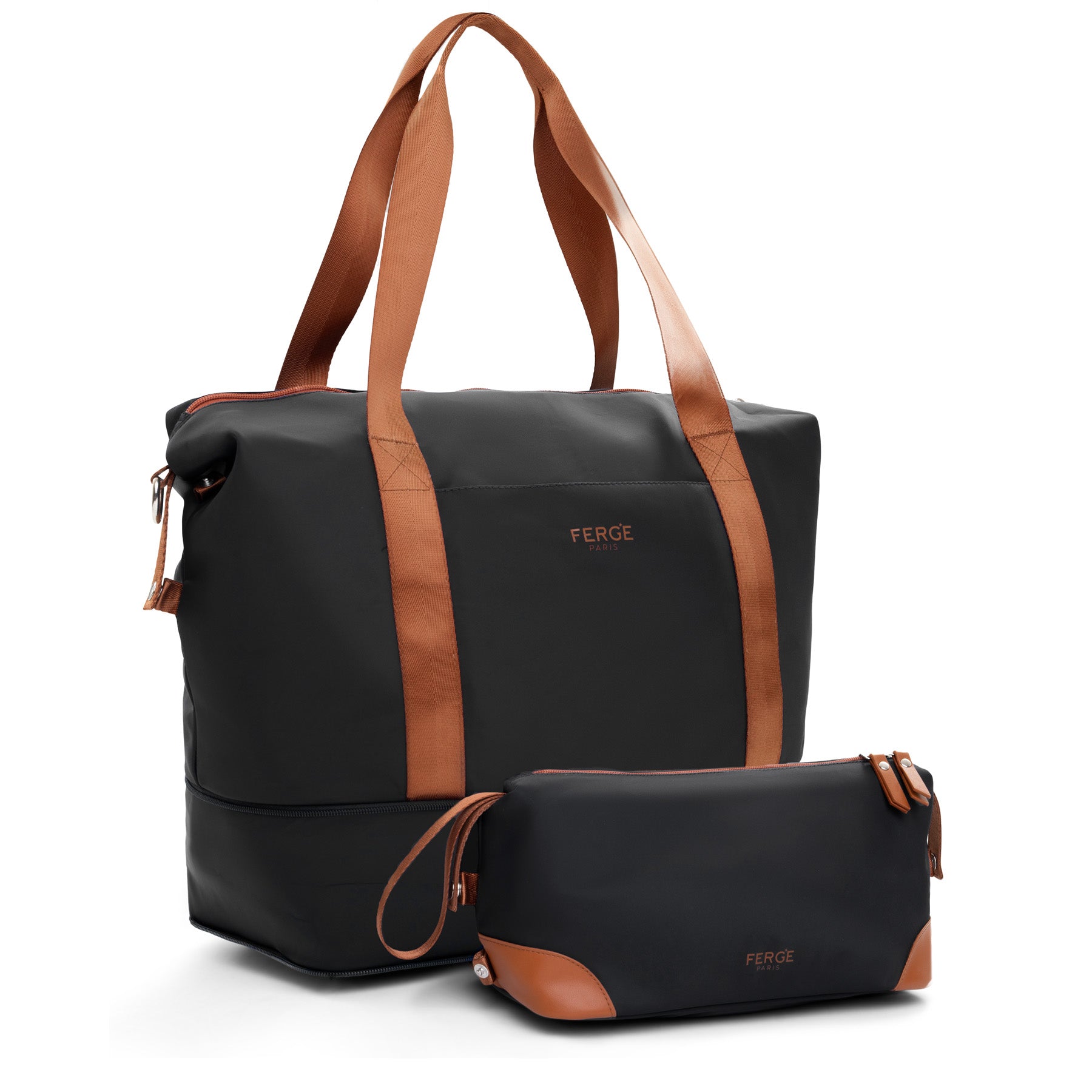 FERGÉ Milano Kombi Reisetasche Kulturtasche blau beige schwarz 50414