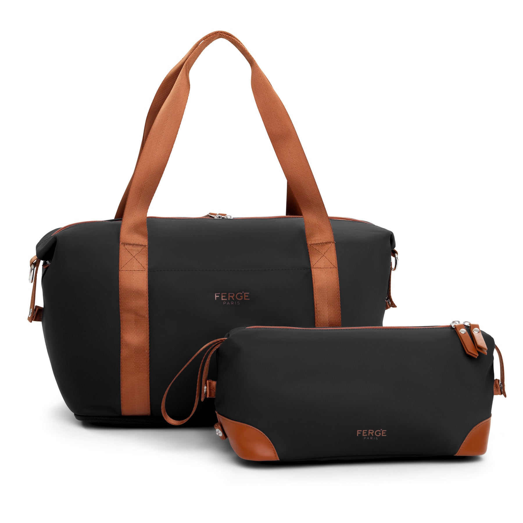 FERGÉ Milano Kombi Reisetasche Kulturtasche blau beige schwarz 50413