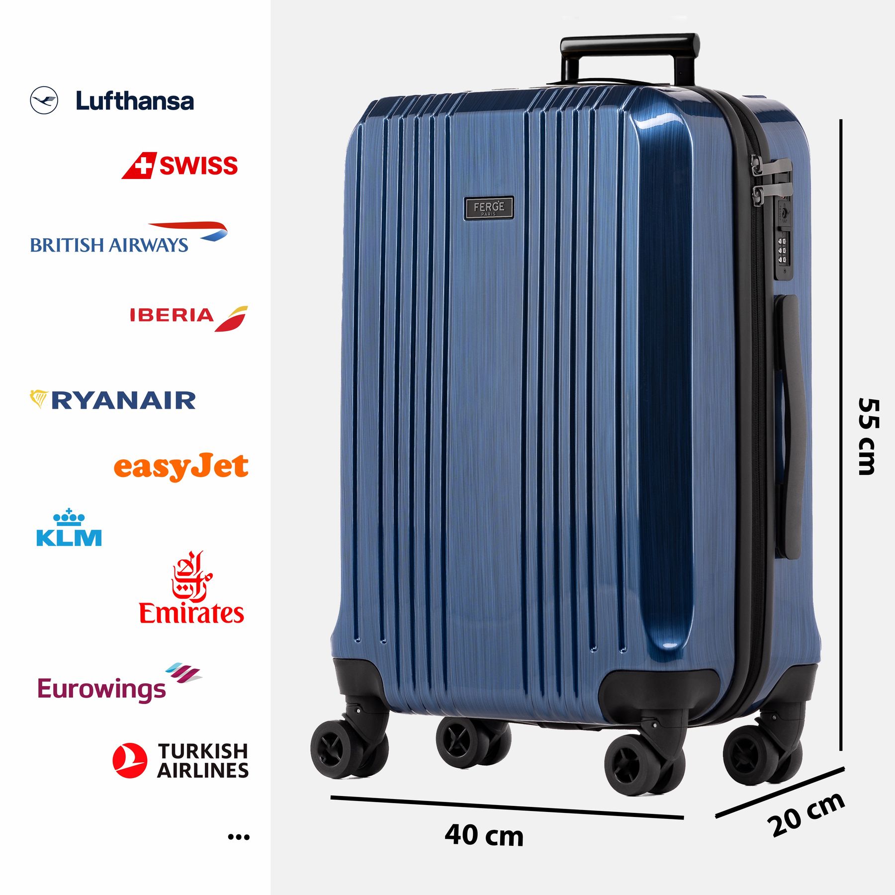 FERGÉ Handgepäckskoffer CANNES Bordgepäck Hartschale 50020