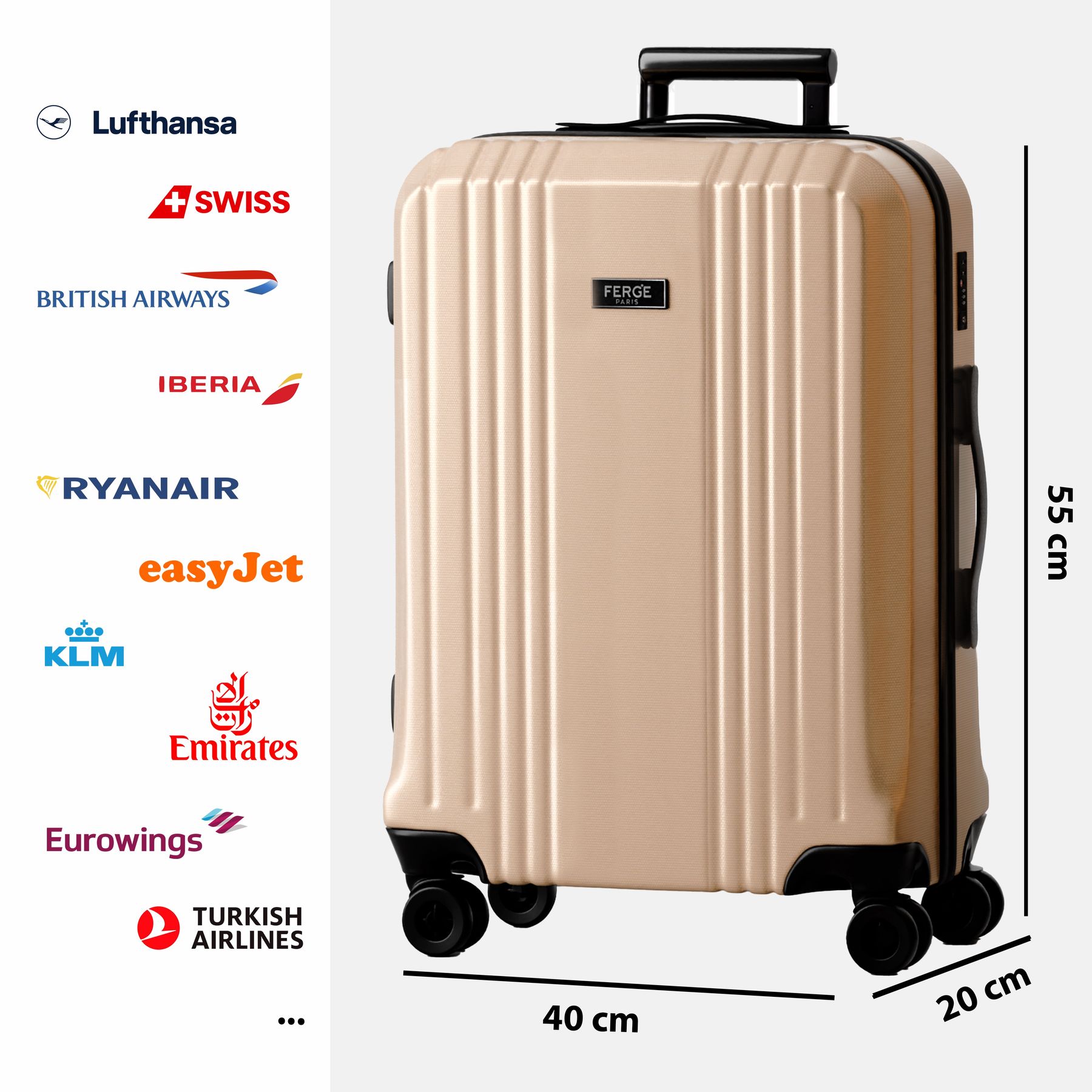 FERGÉ Handgepäckskoffer CANNES Bordgepäck Hartschale 50017