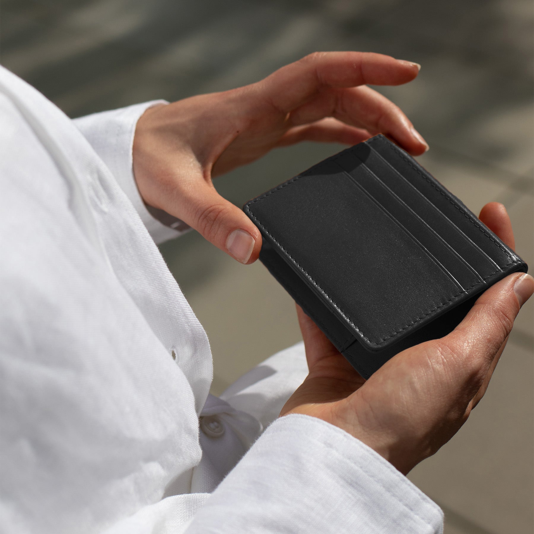 FERGÉ Kartenetui Leder BLAISE braun hellbraun schwarz 48413