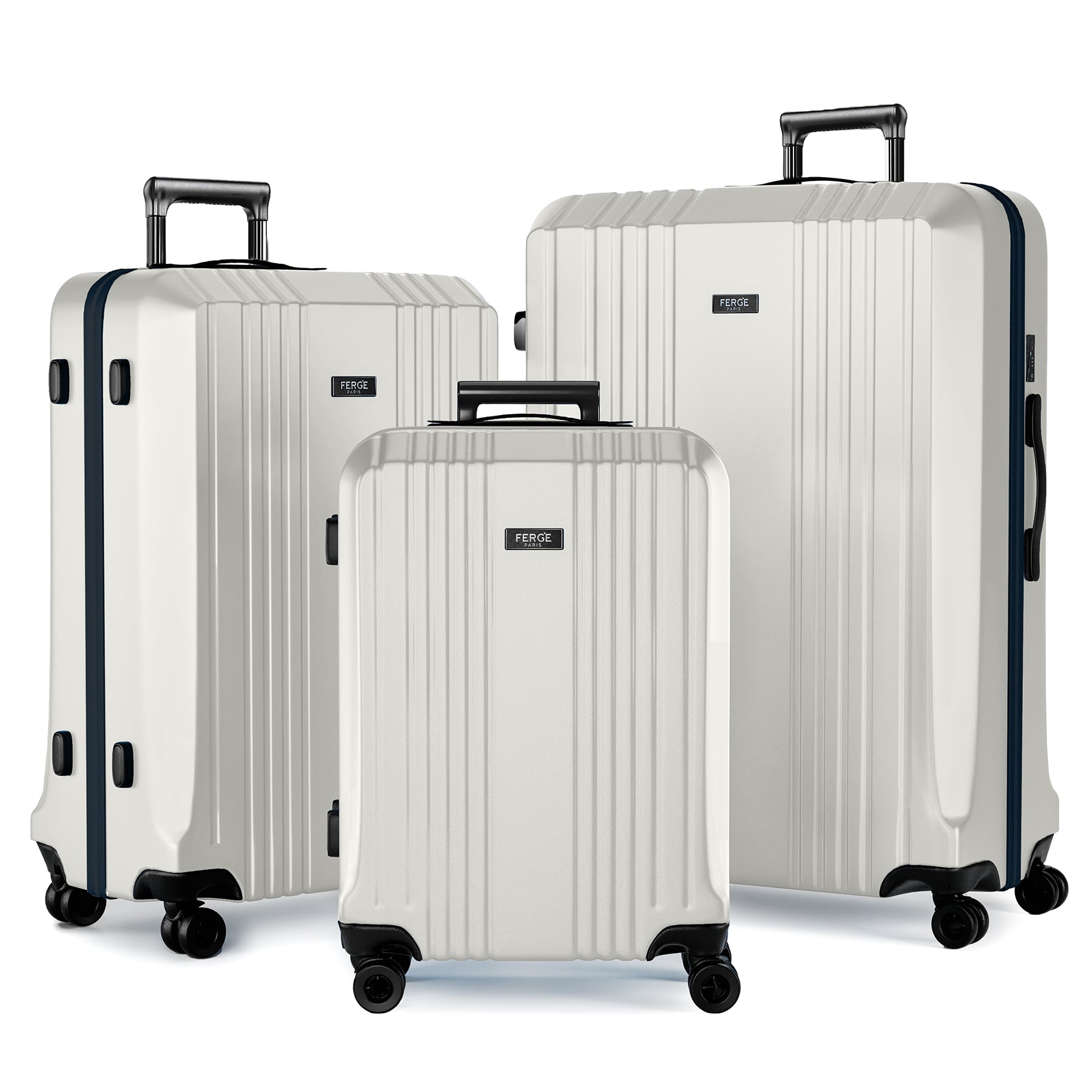 FERGÃ 3-piece hard shell suitcase set 3 hard shell suitcases Trolley set 4 twin wheels 360° TSA lock