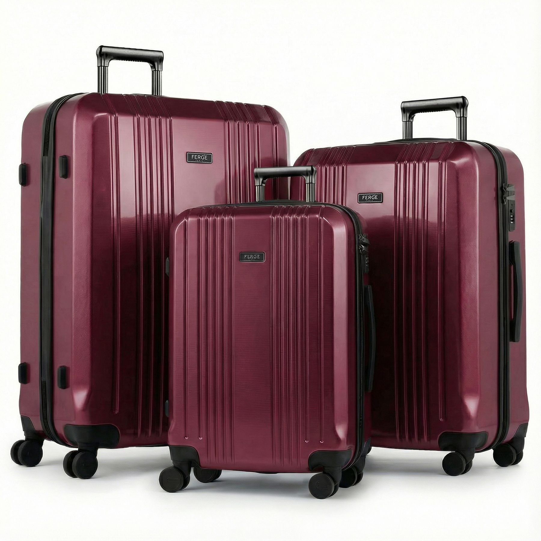 FERGÃ 3-piece hard shell suitcase set 3 hard shell suitcases Trolley set 4 twin wheels 360° TSA lock