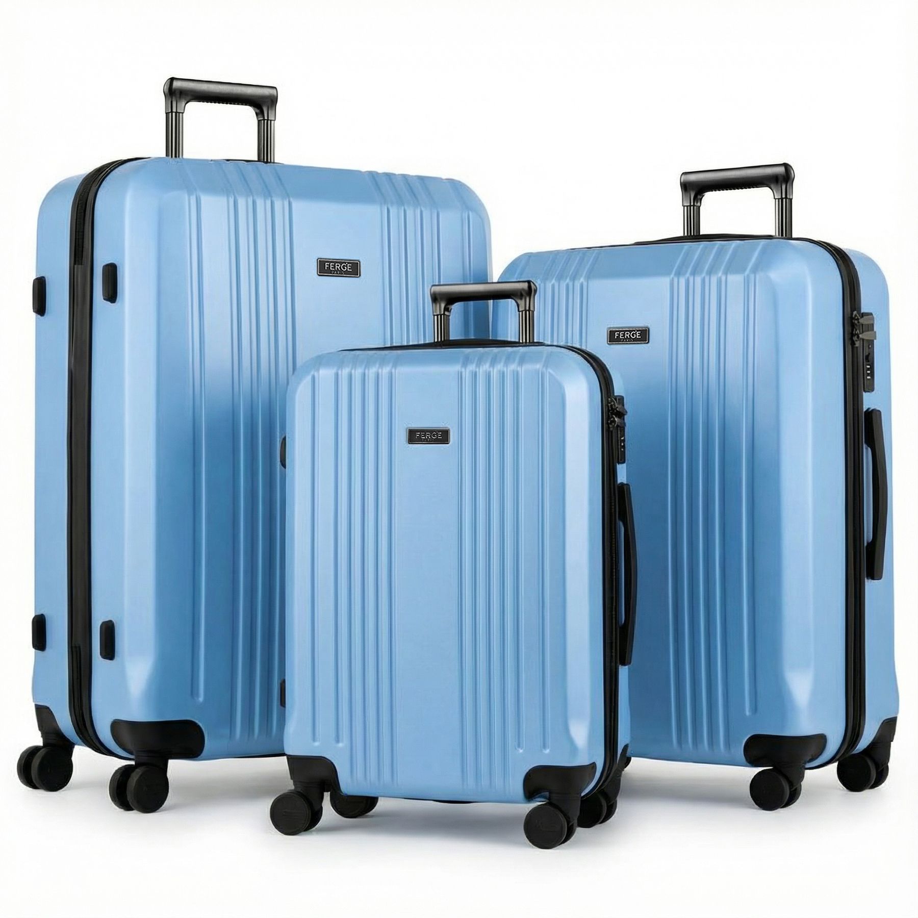 FERGÃ 3-piece hard shell suitcase set 3 hard shell suitcases Trolley set 4 twin wheels 360° TSA lock