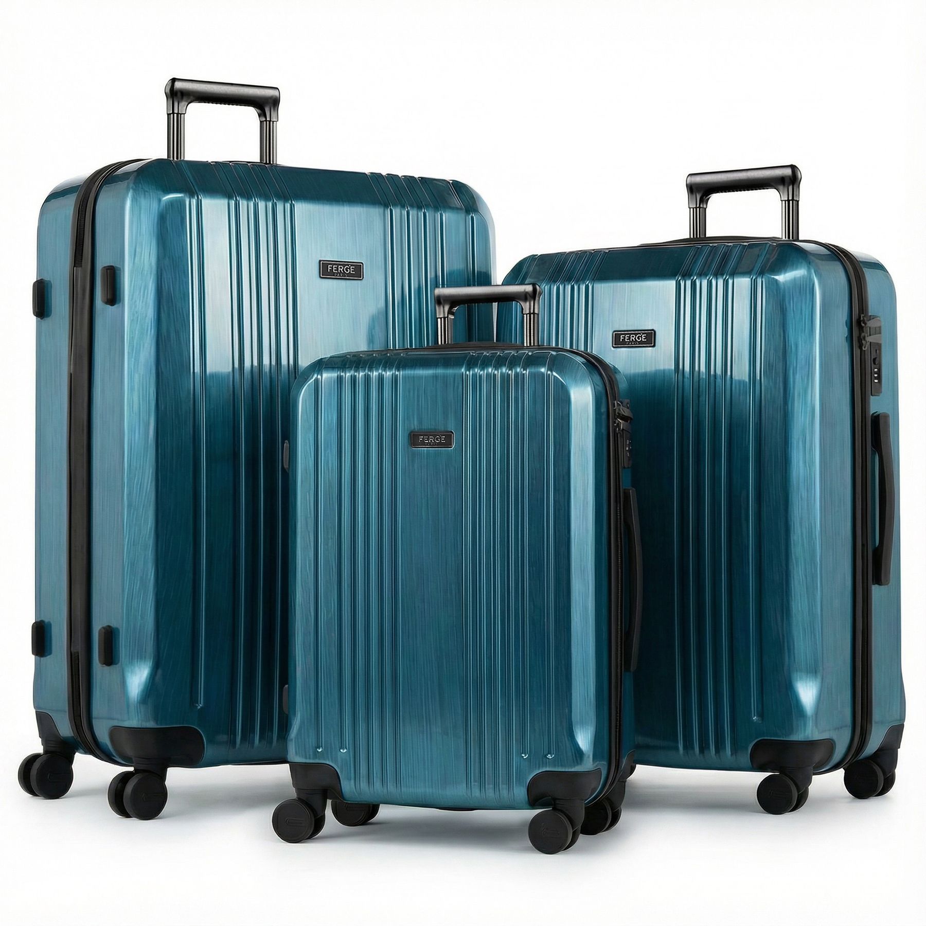 FERGÃ 3-piece hard shell suitcase set 3 hard shell suitcases Trolley set 4 twin wheels 360° TSA lock