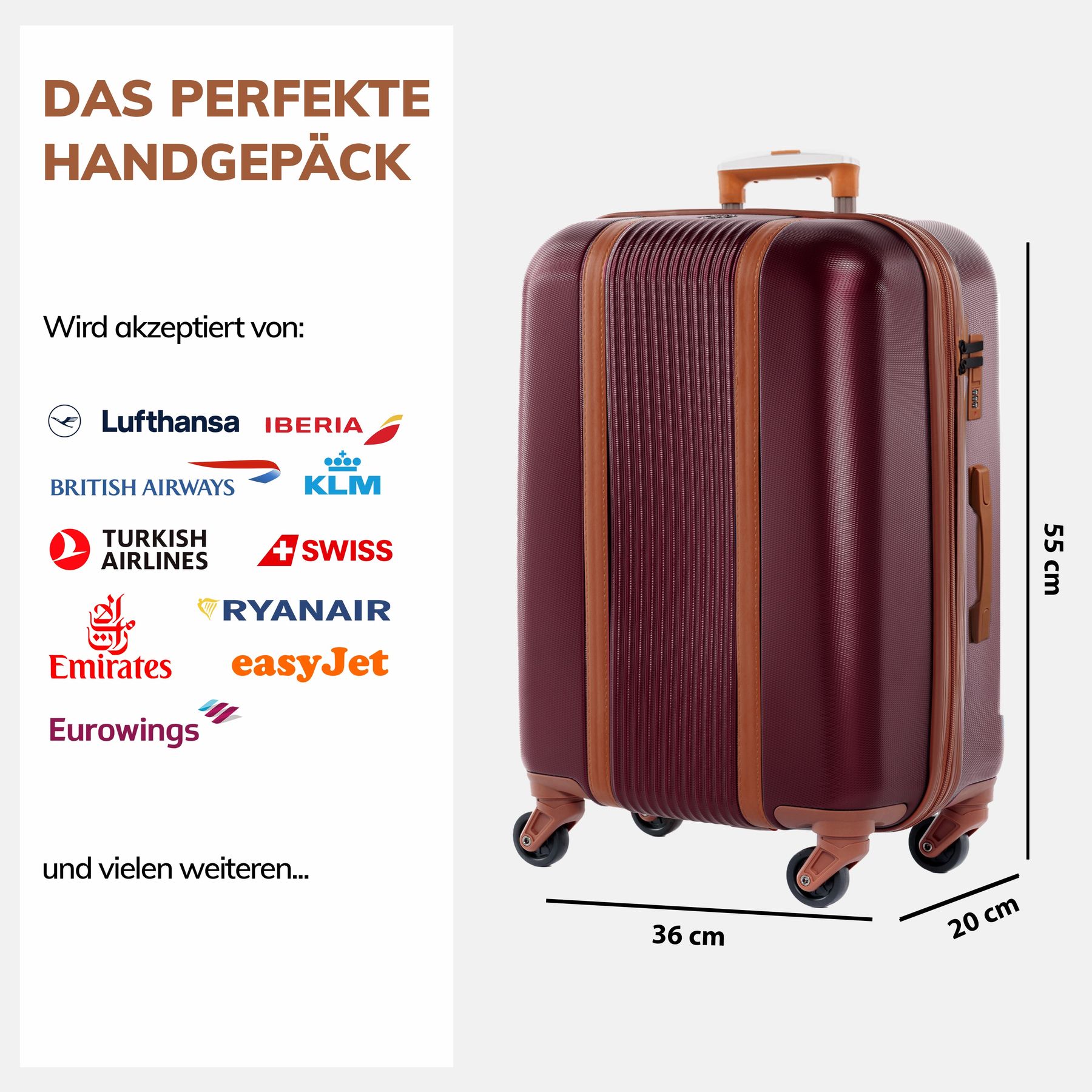 FERGÉ Koffer und Gepäckset Hartschale MILANO Reisekofferset versch Farben 5