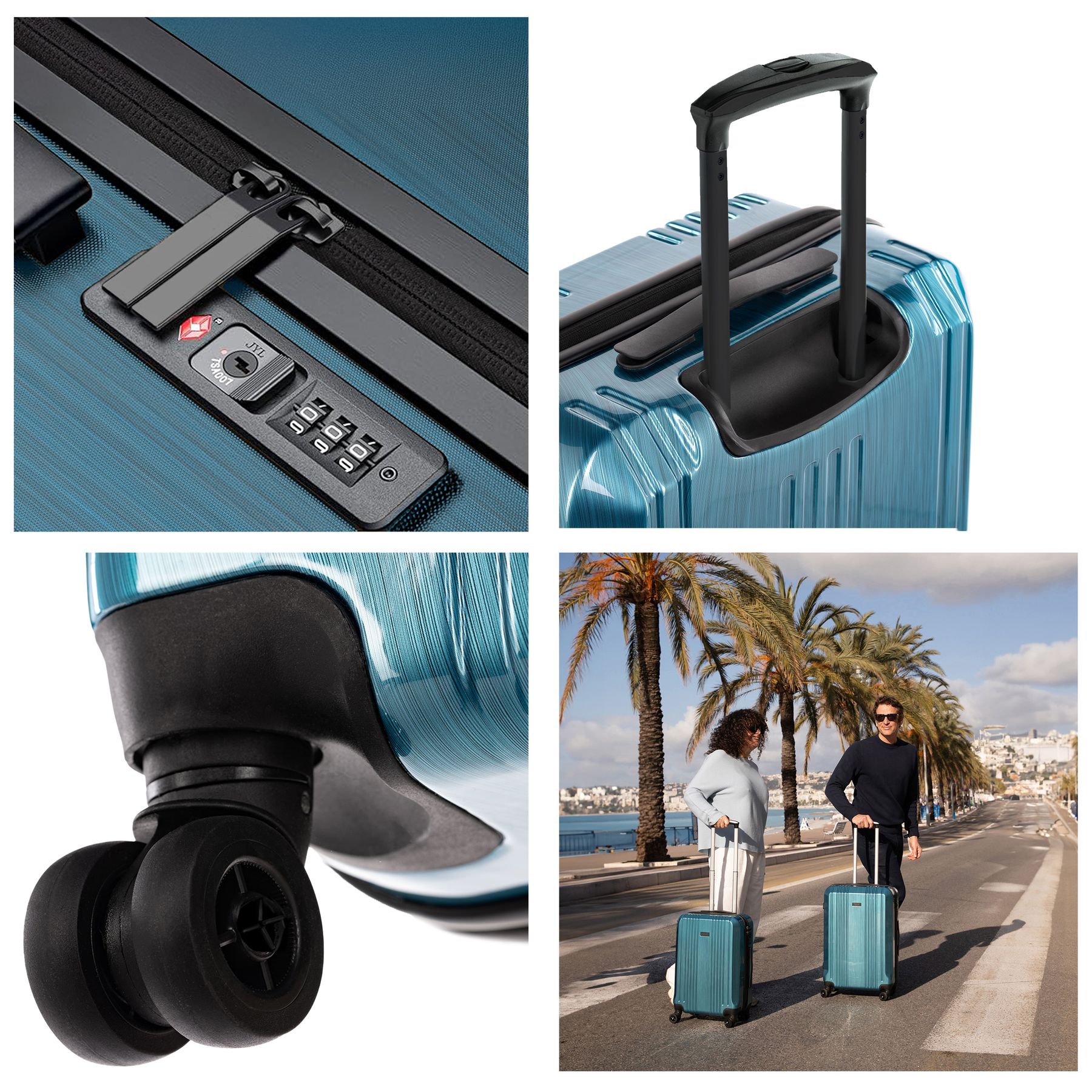 Cannes 5set Hartschalenkoffer Details Petrol