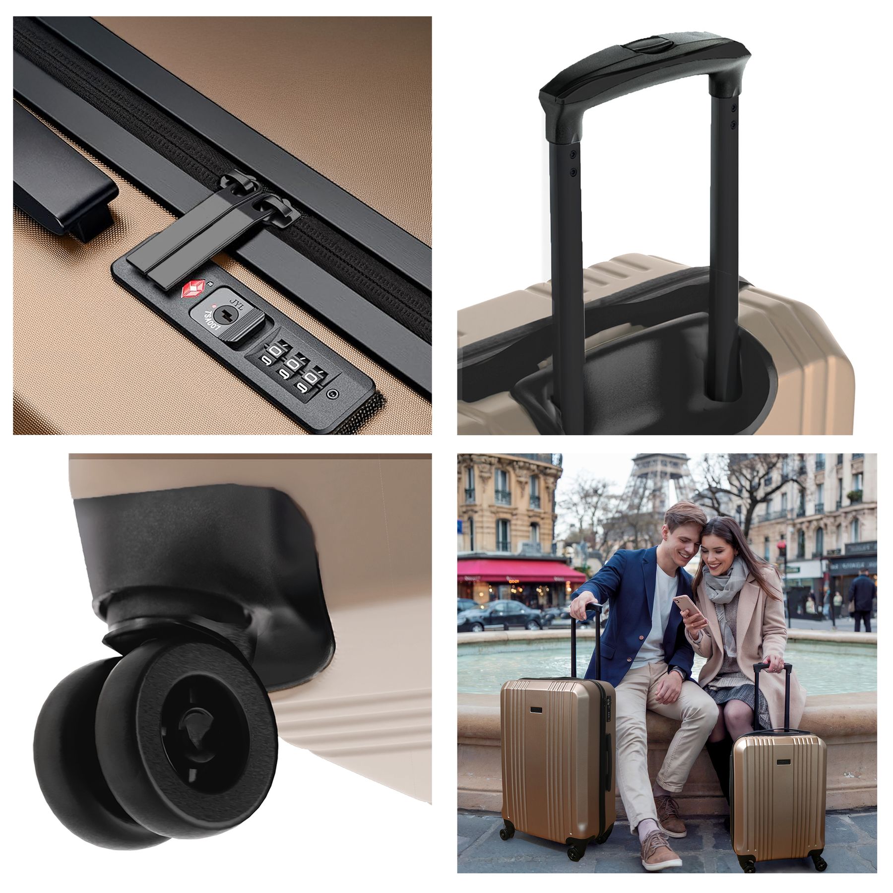 Cannes 5set Hartschalenkoffer Details Champagne