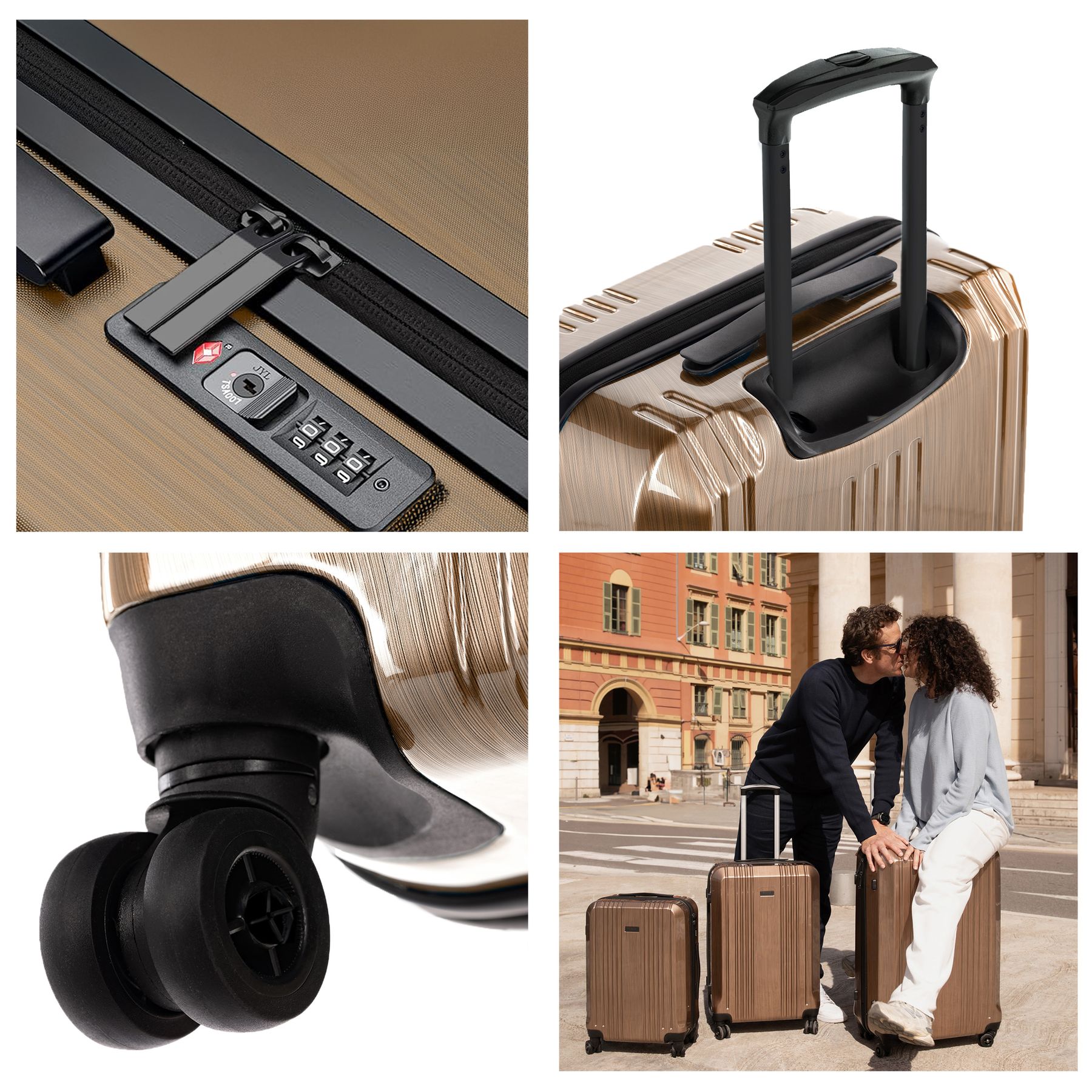 Cannes 5set Hartschalenkoffer Details Bronze