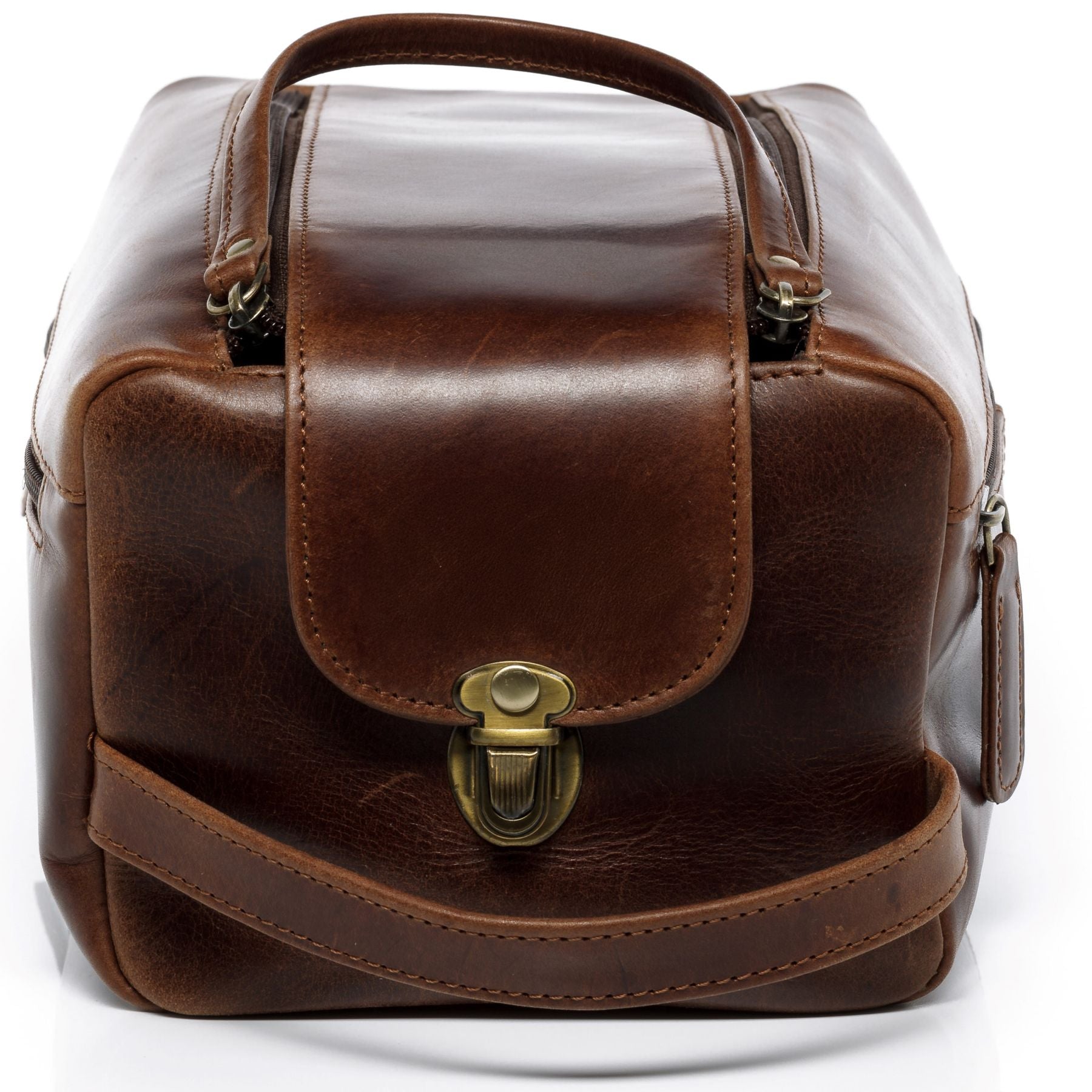 FERGÉ Kulturtasche Leder PARIS braun Kulturbeutel 48141