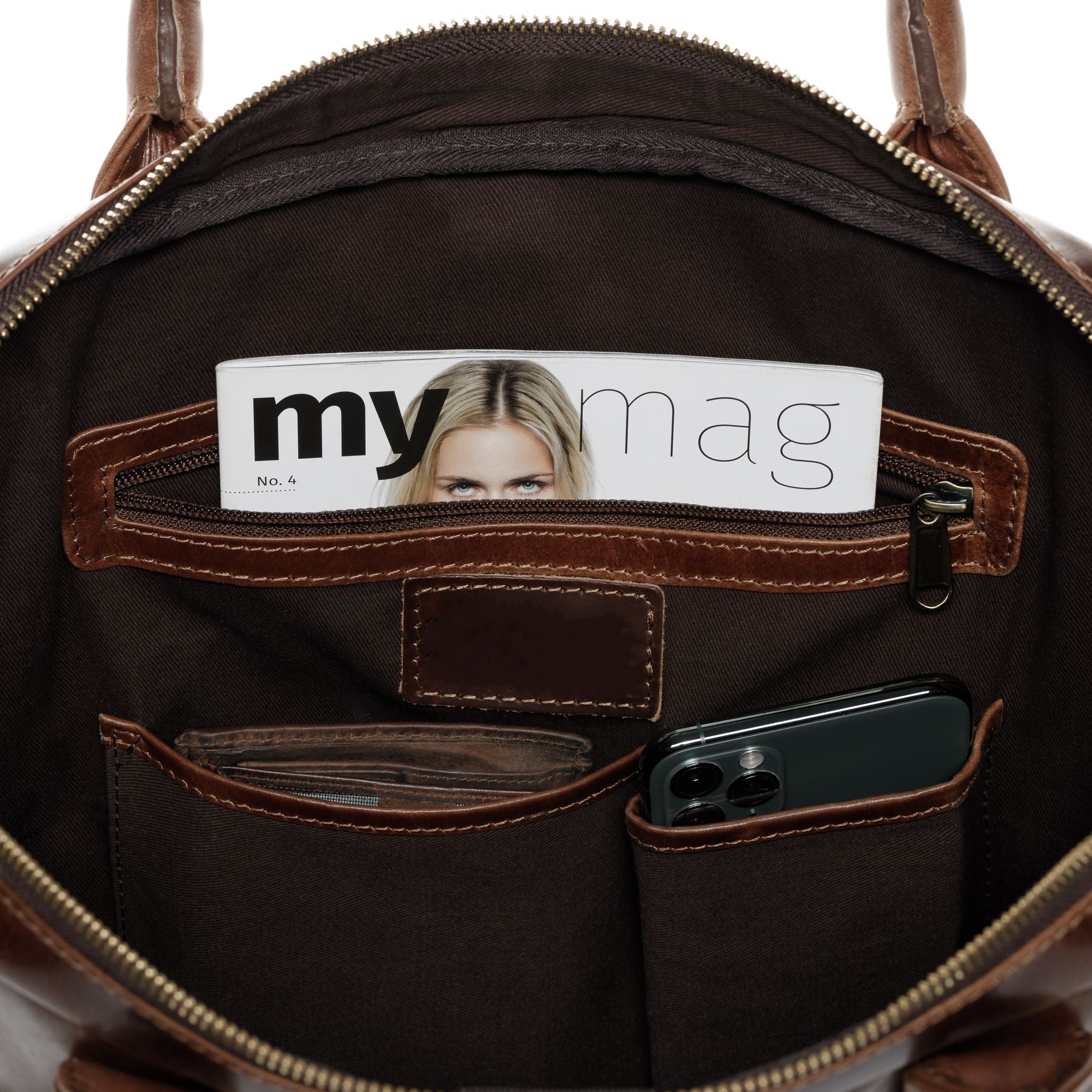 FERGÉ Laptoptasche Leder PARIS braun 15" 48582