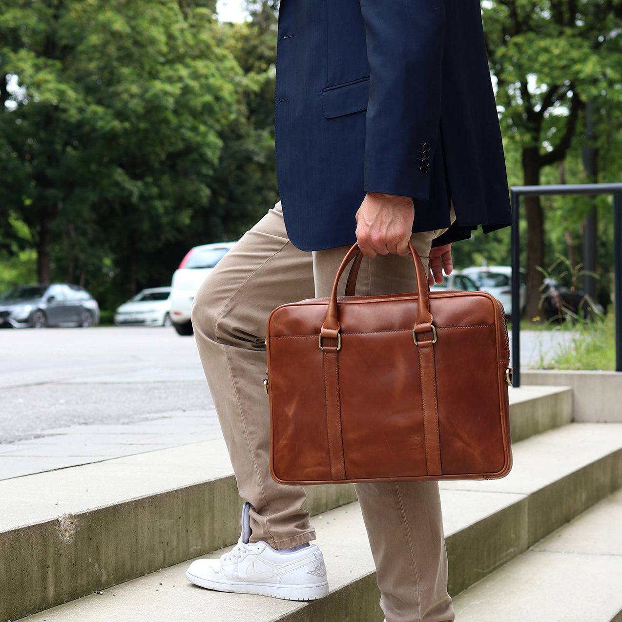 FERGÉ Laptoptasche Leder PAUL hellbraun Businesstasche 48651