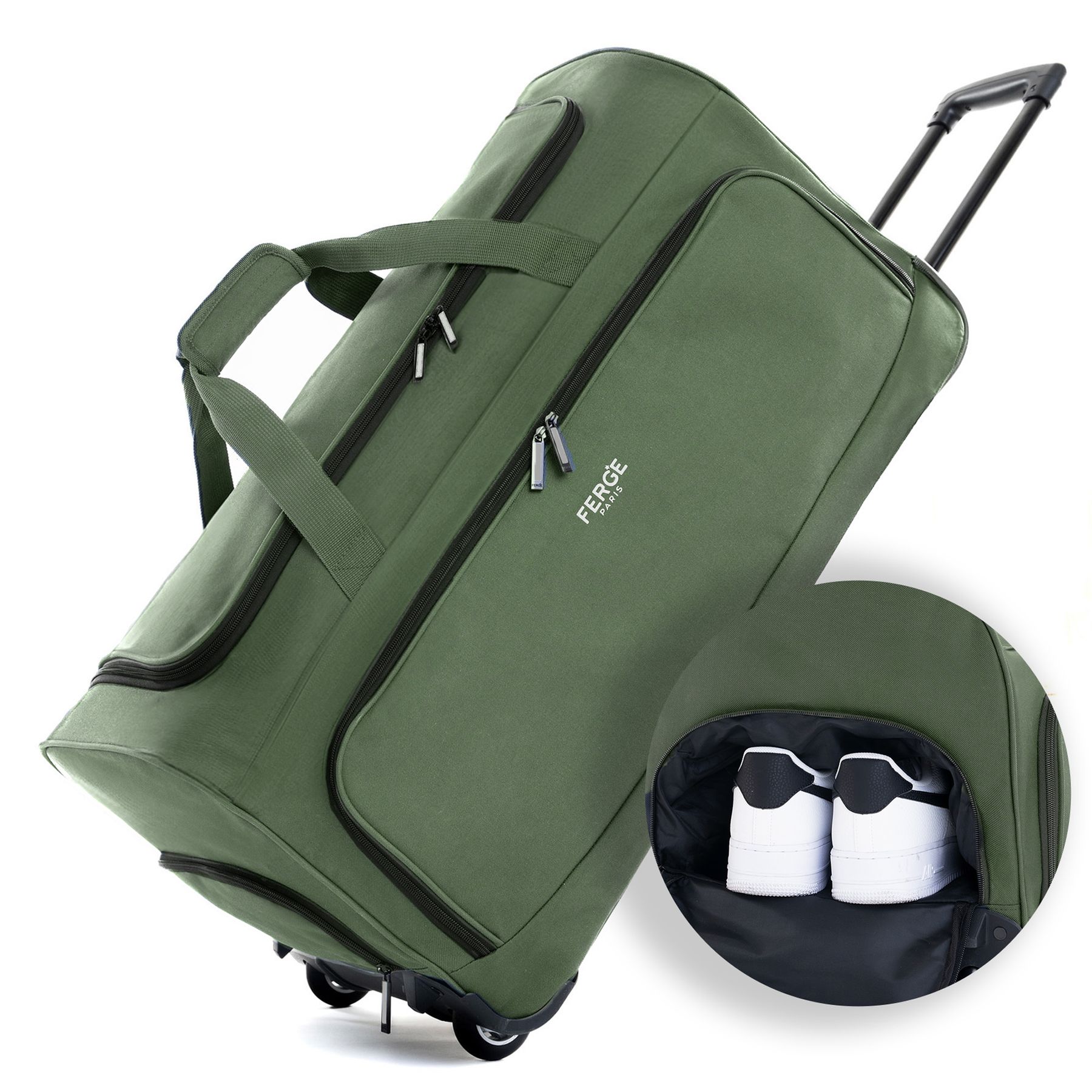 FERGÉ Reisetasche mit Schuhfach und Trolley 46979
