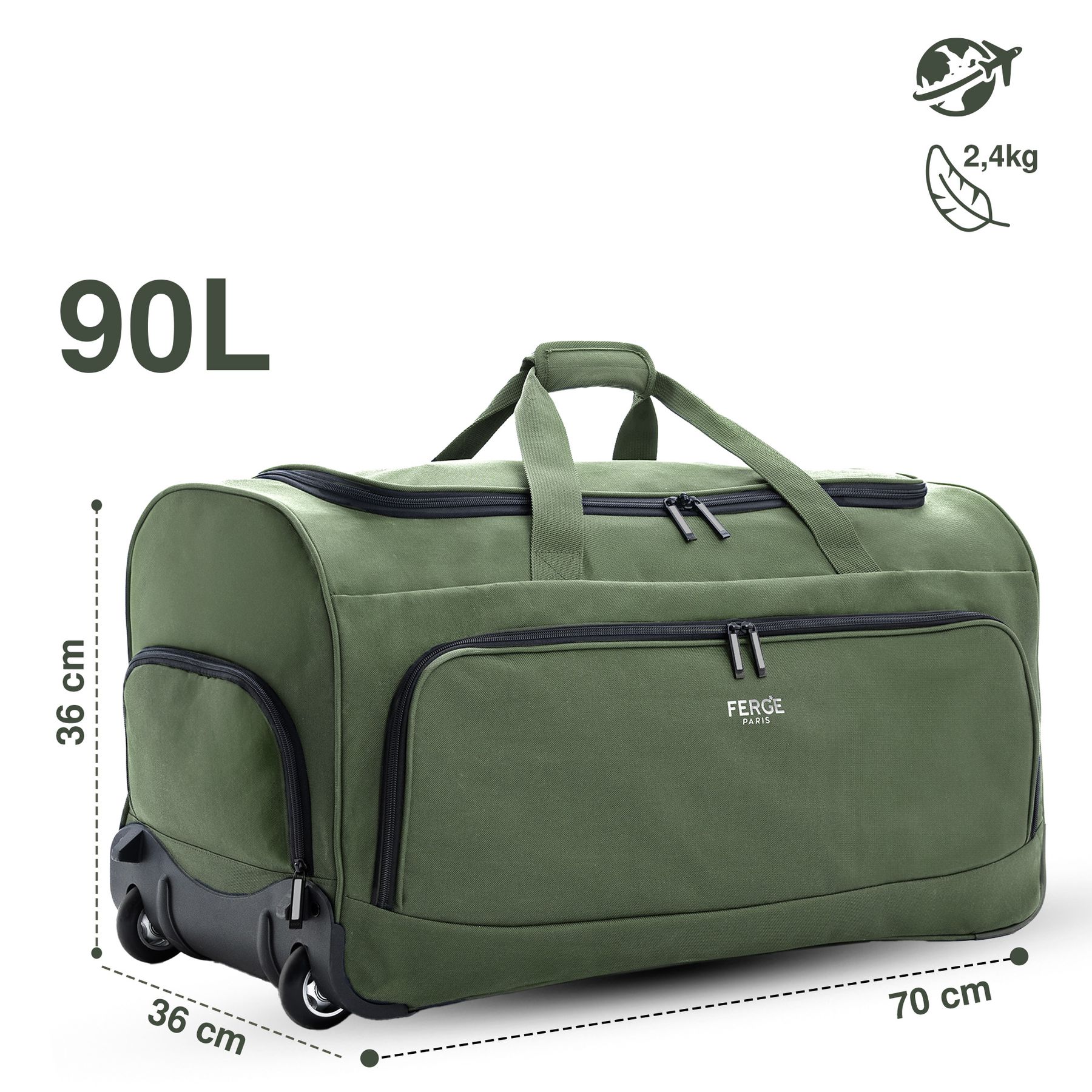FERGÉ Reisetasche mit Schuhfach und Trolley 15