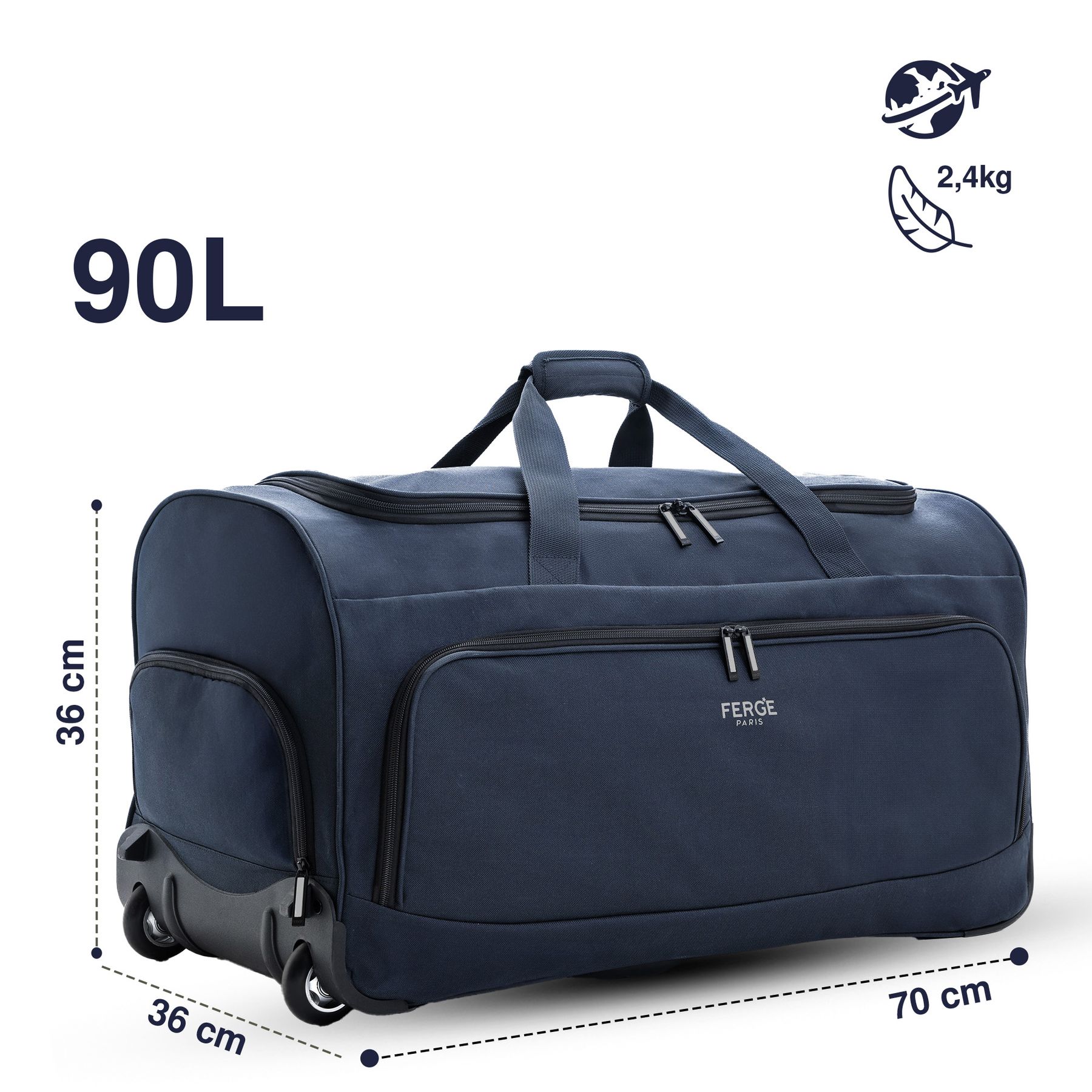 FERGÉ Reisetasche mit Schuhfach und Trolley 46967