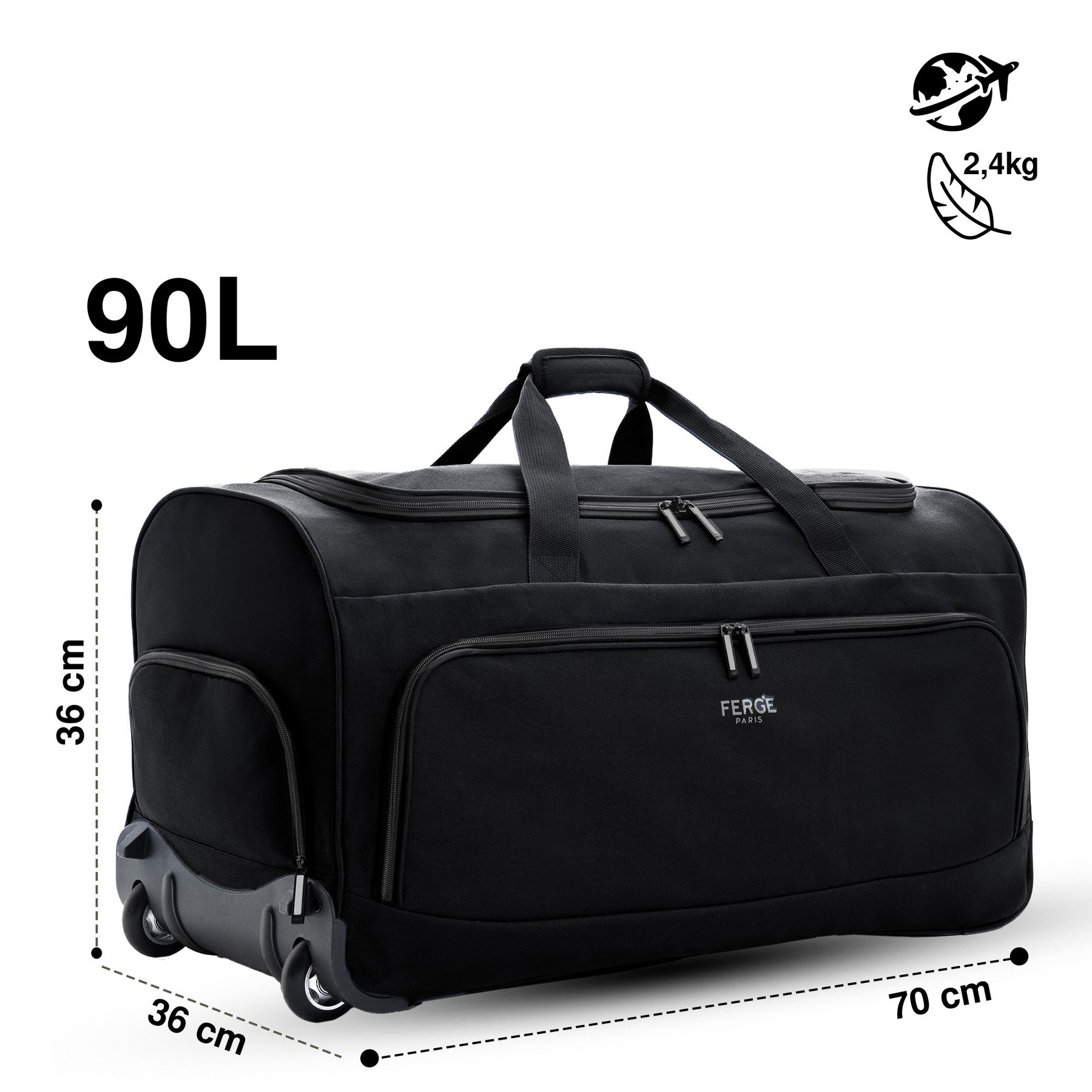 FERGÉ Reisetasche mit Schuhfach und Trolley 46960