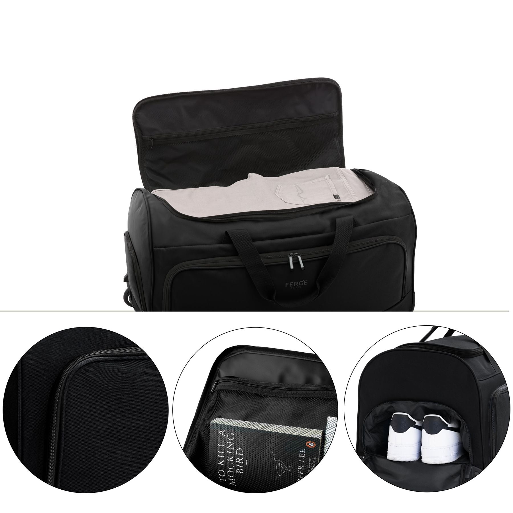 FERGÉ Reisetasche mit Schuhfach und Trolley 46963