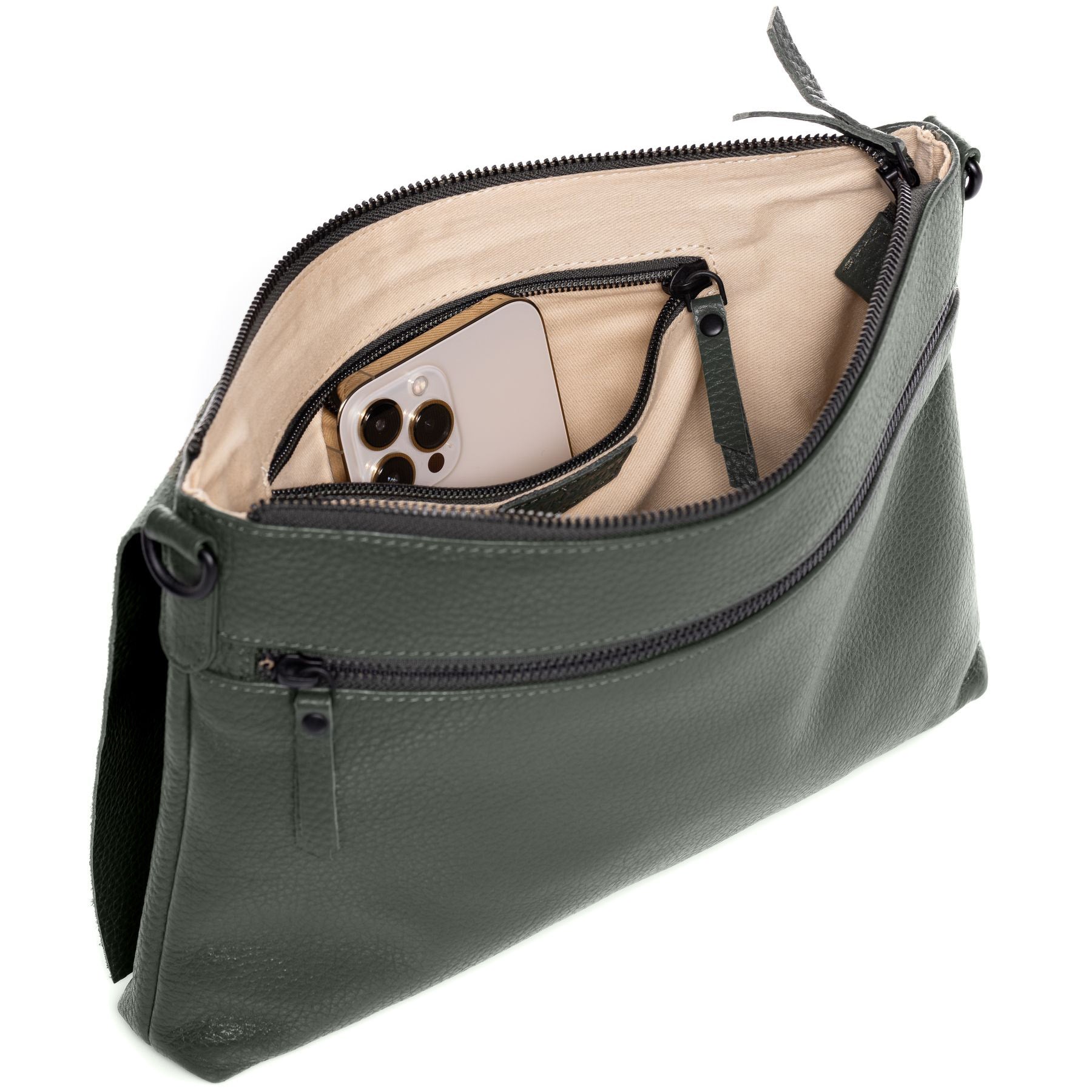FEYNSINN BERLIN Umhängetasche Leder LINNEA Night-Green 42464