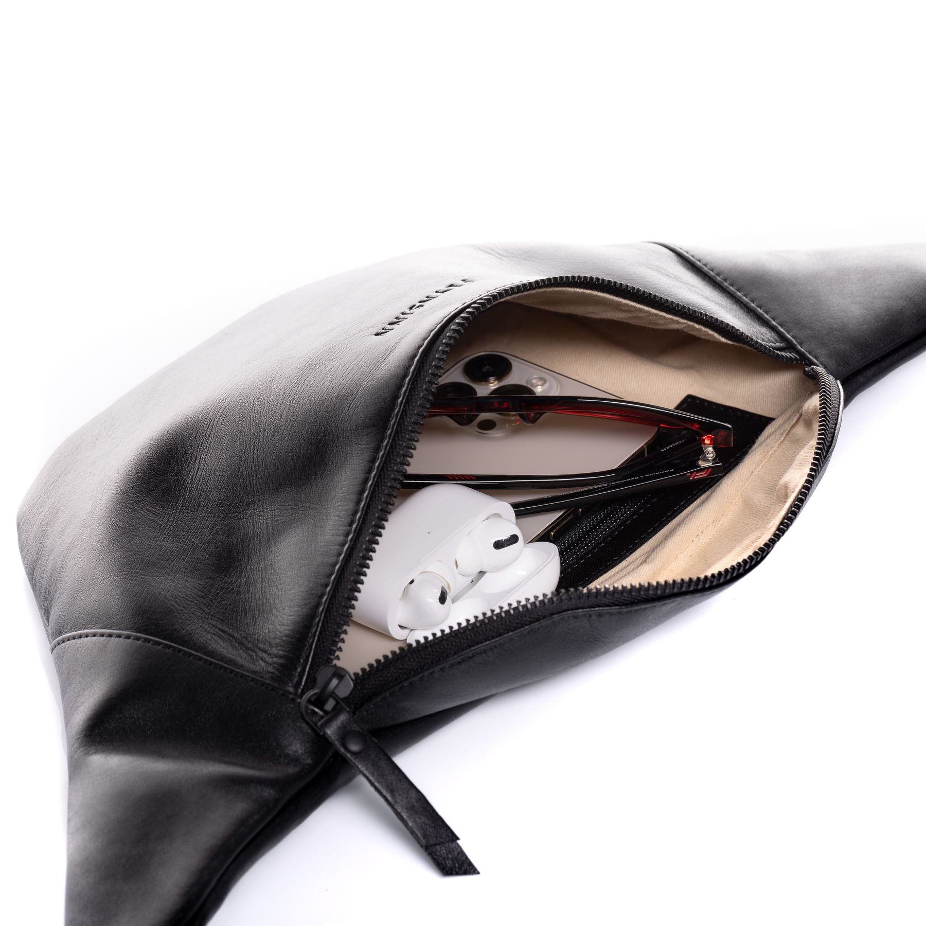 FEYNSINN BERLIN Hüfttasche & Umhängetasche Leder XL MILLA schwarz 41745