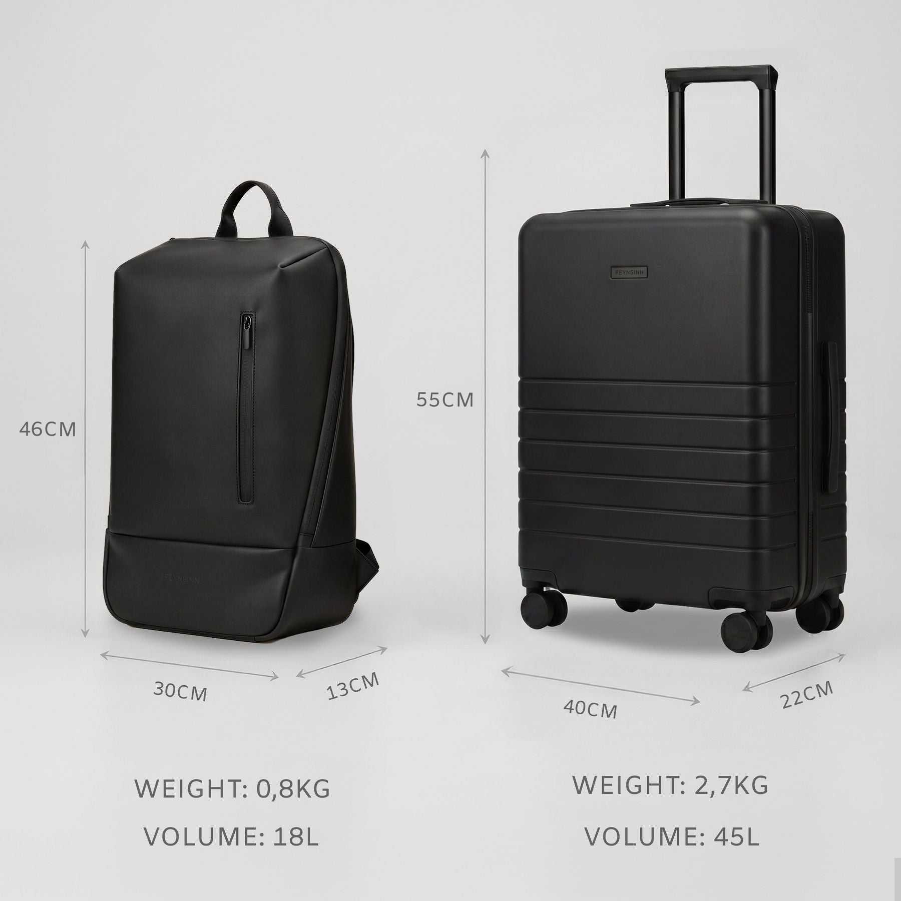 RYKER & DAG Travel Set Black Sizes