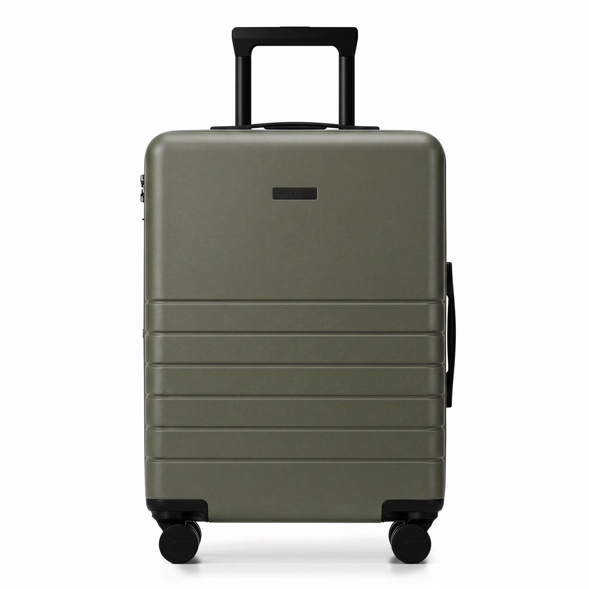 FEYNSINN Handgepäck-Koffer RYKER mit Frontfach schwarz beige olive Reisekoffer Kabinen-Trolley Hartschale 4 Rollen Front