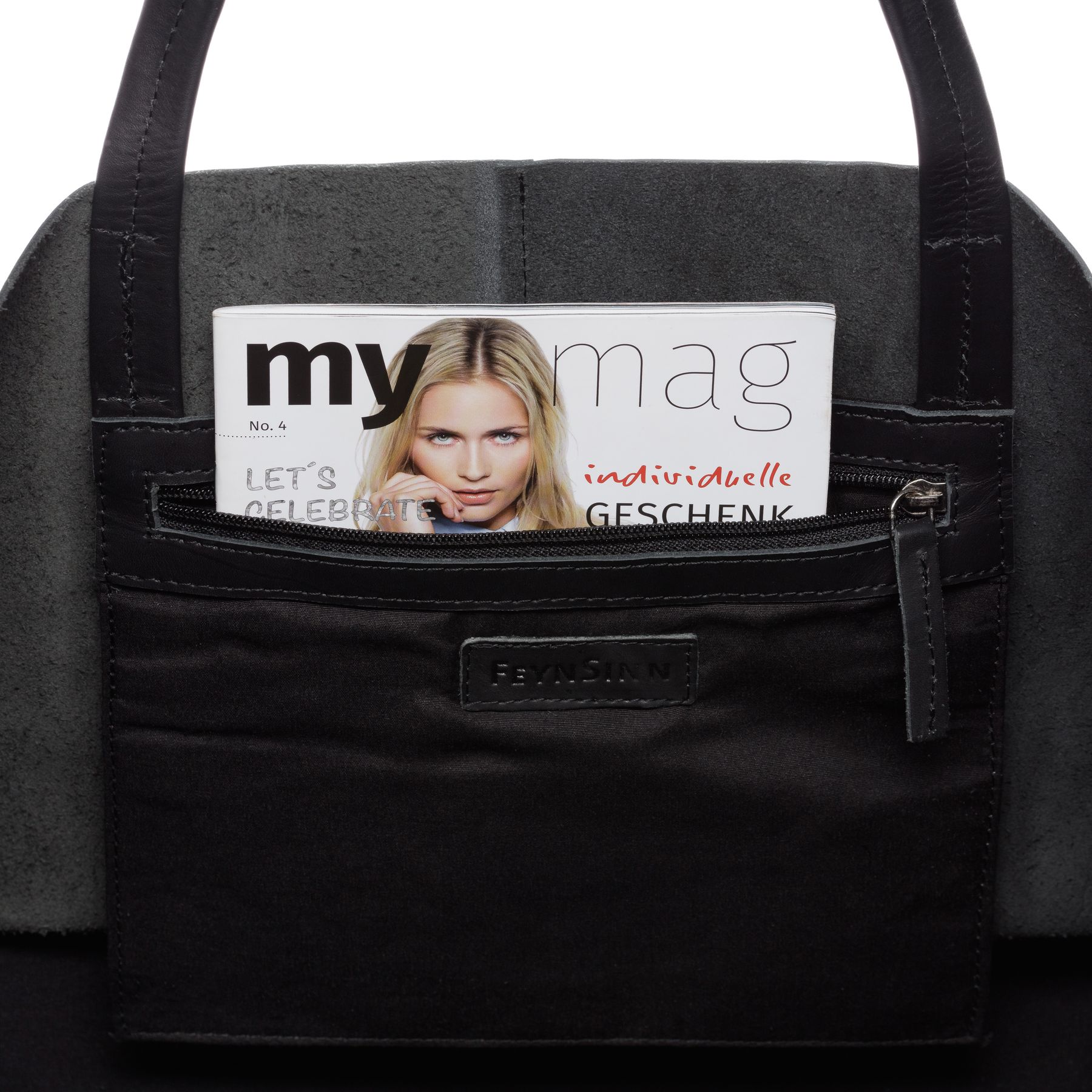 FEYNSINN BERLIN Schultertasche Leder XL AURI schwarz 33586