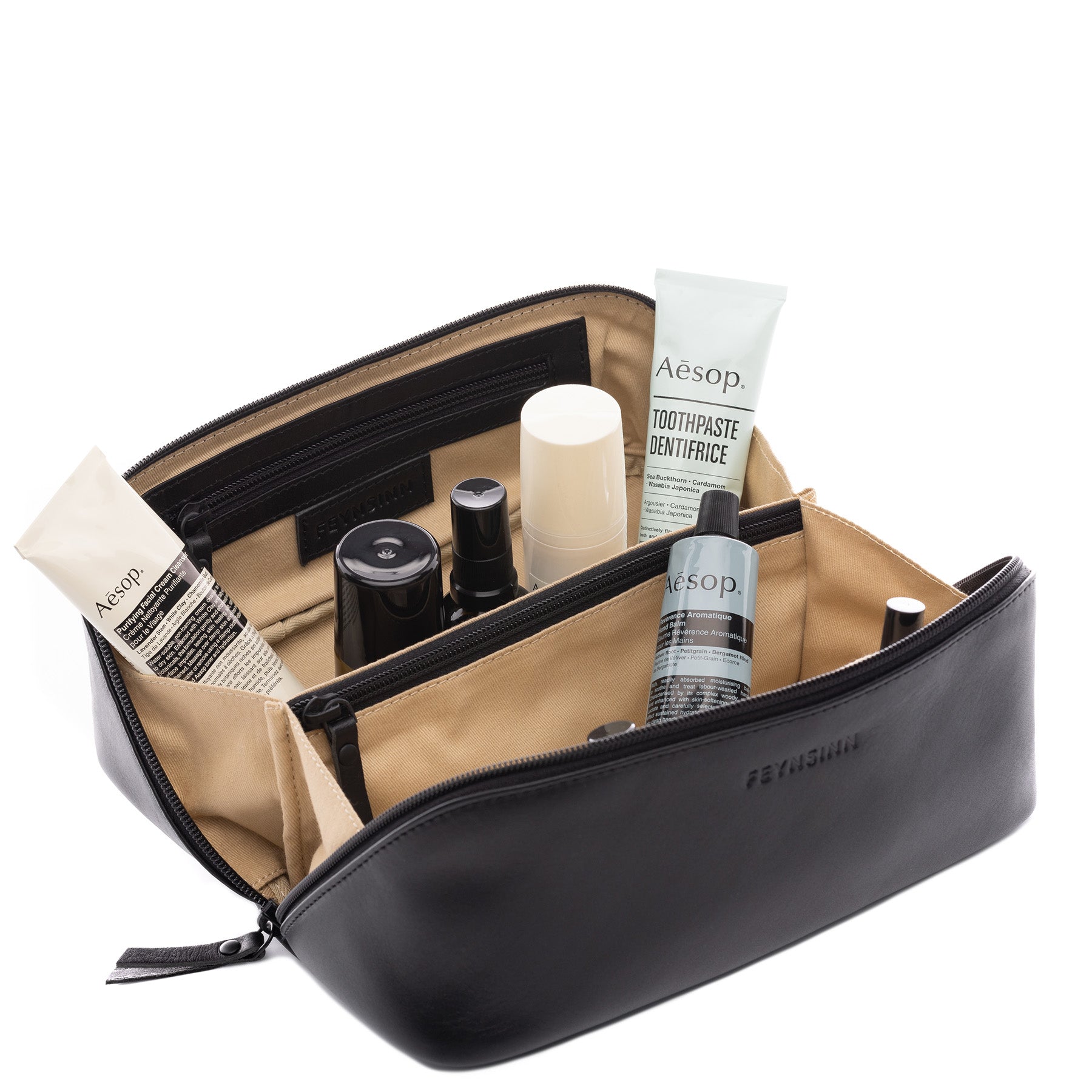 FEYNSINN Kulturtasche Leder BO schwarz Kulturbeutel 44302