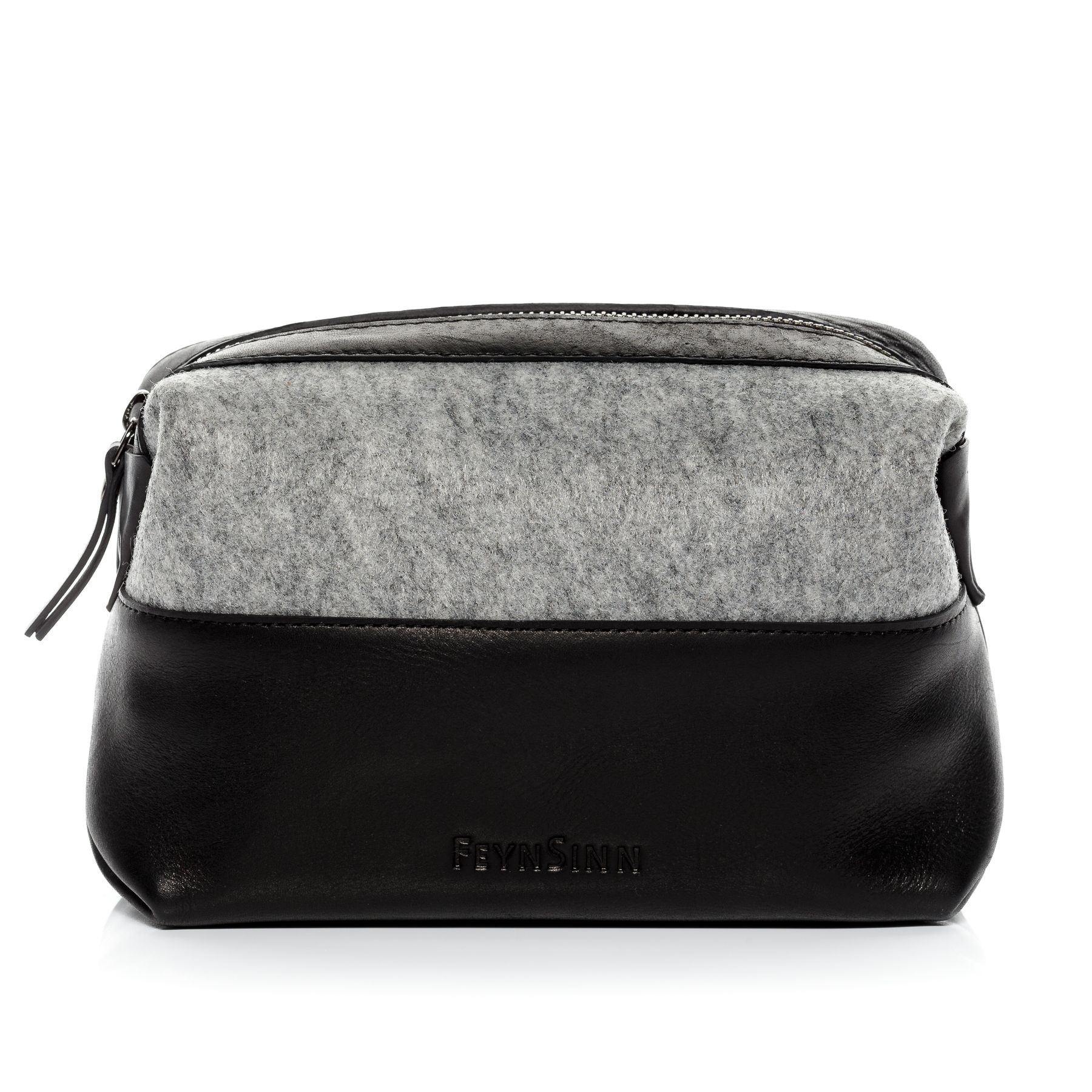 FEYNSINN BERLIN Kulturbeutel Leder OSLO schwarz-grey 20587