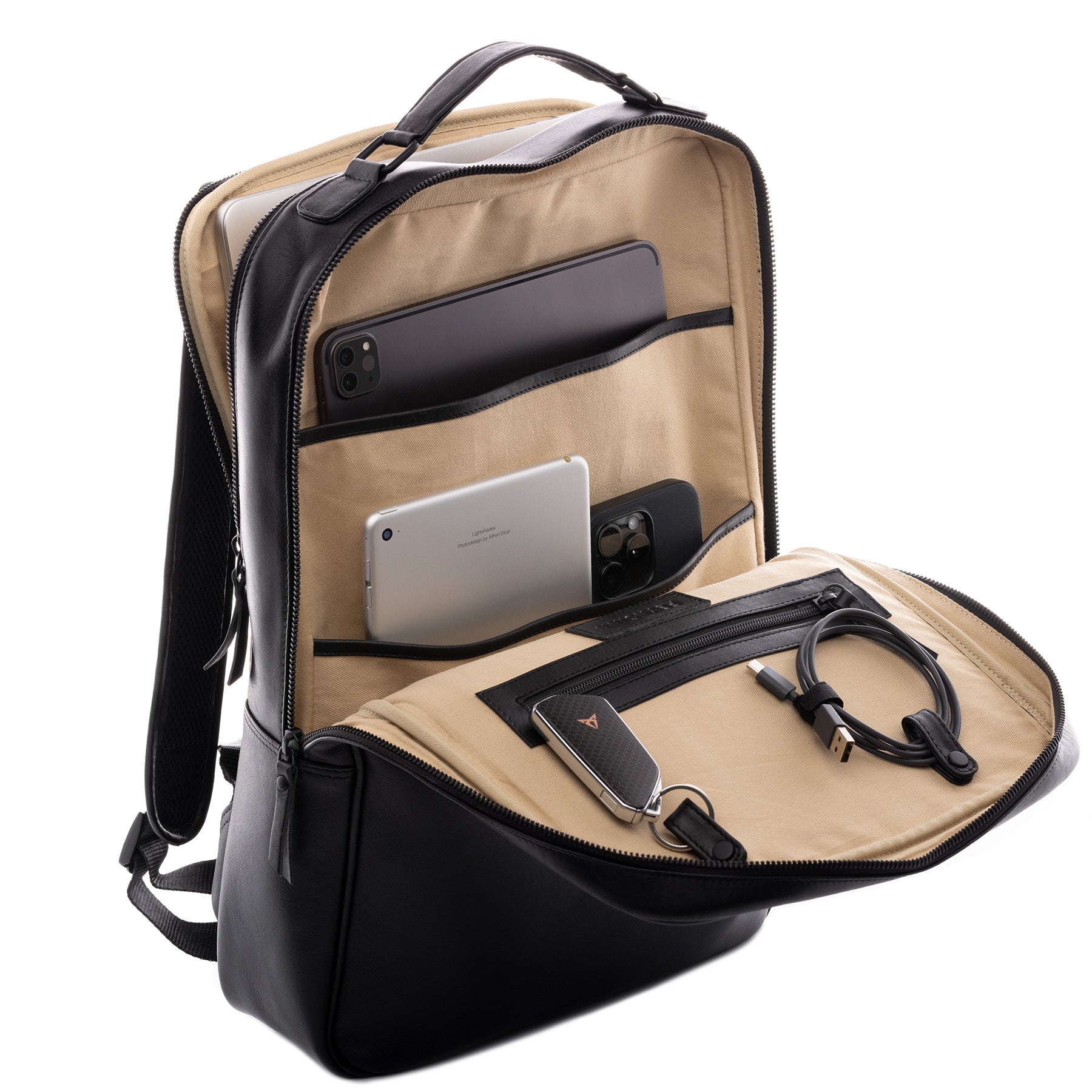 FEYNSINN Laptoprucksack Leder TJARK Large Kurierrucksack 4