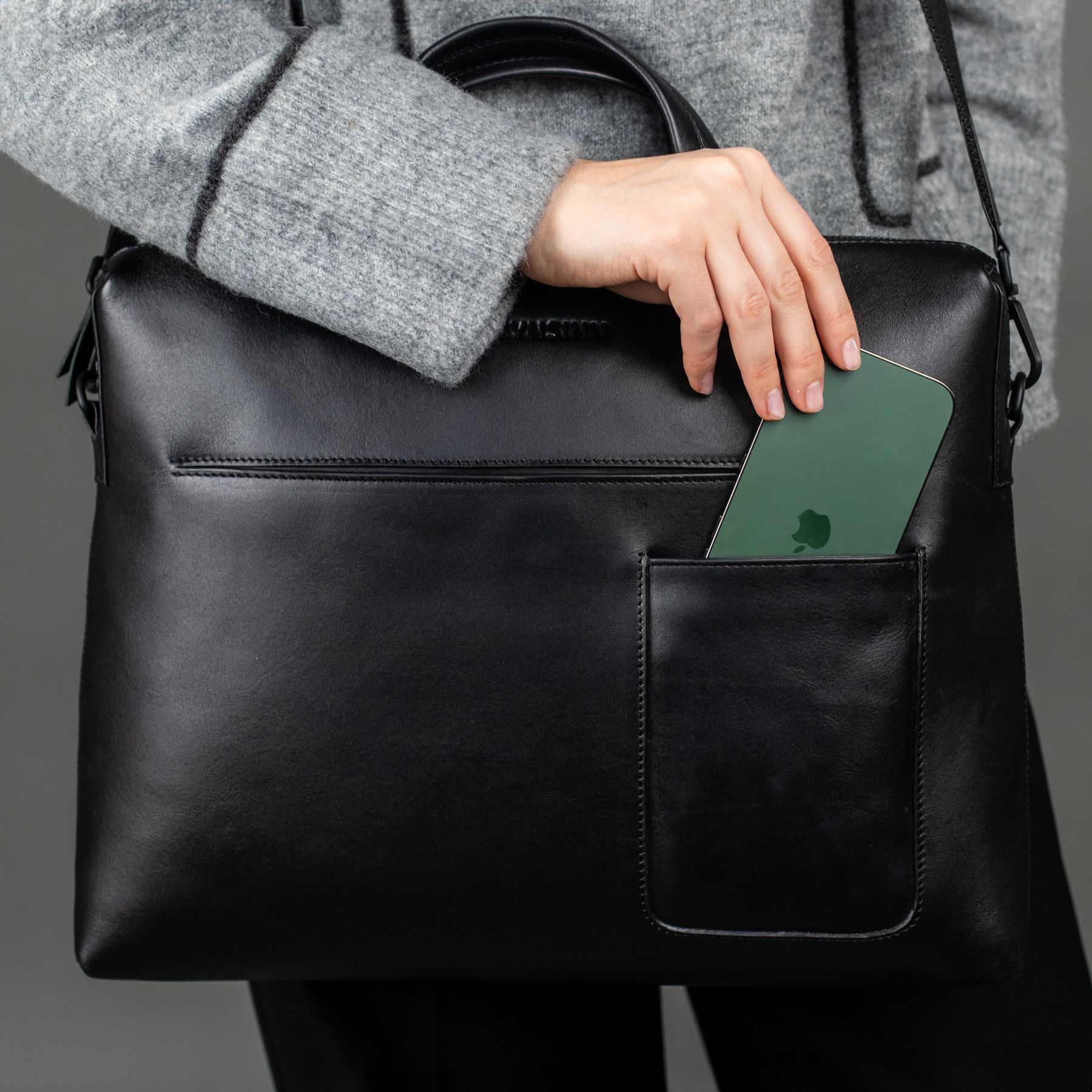 FEYNSINN Laptoptasche Leder ENNO schwarz Businesstasche 44335